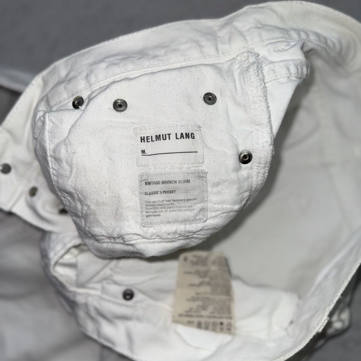 Helmut Lang Helmut Lang 00s Vintage Broken Denim White Pant/Jeans Size US 33 - 20 Thumbnail