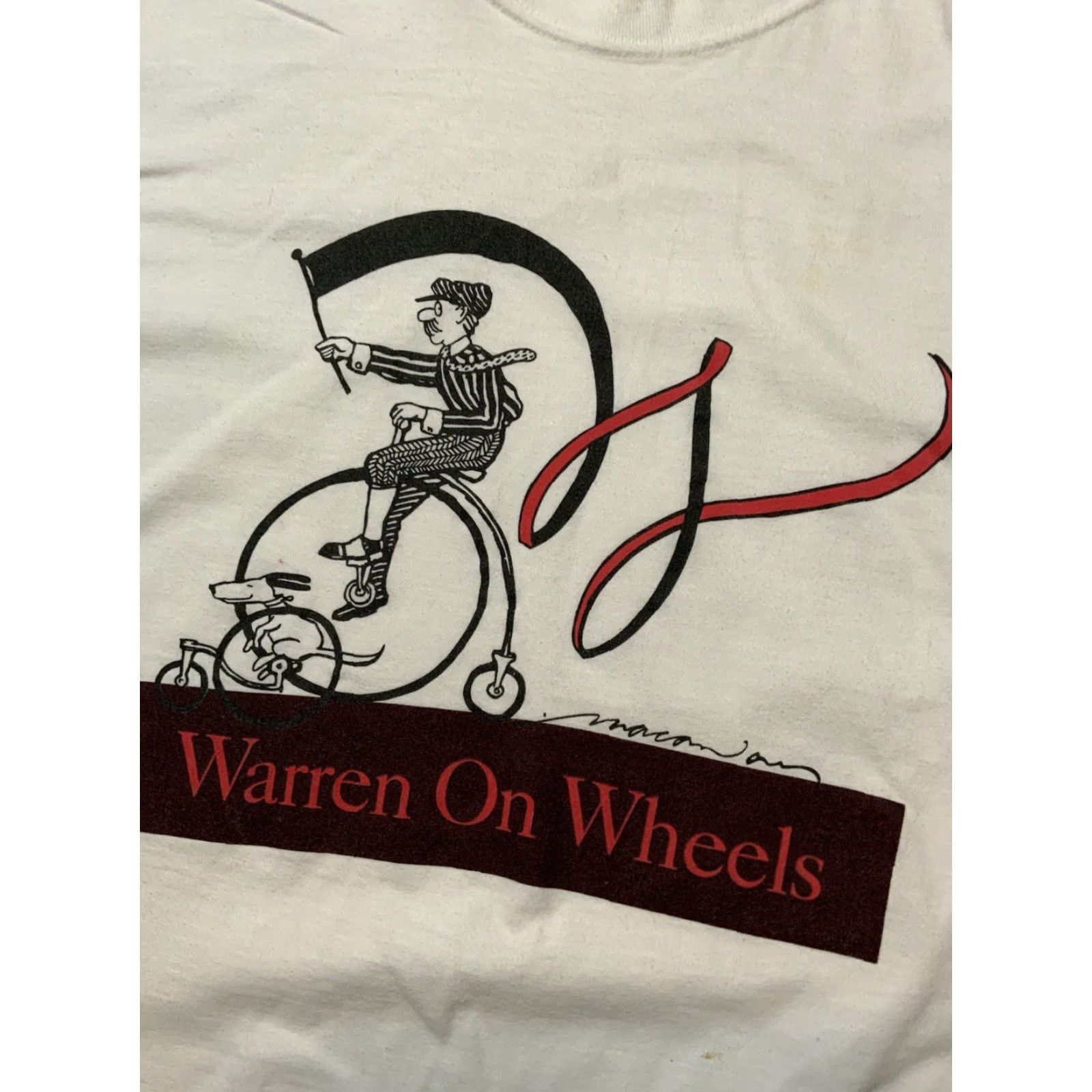 Hanes VINTAGE Hanes Beefy-T Warren On Wheels Unicycle Bicycle Dog Graphic T-Shirt Sz.L Men White Size US L / EU 52-54 / 3 - 7 Thumbnail
