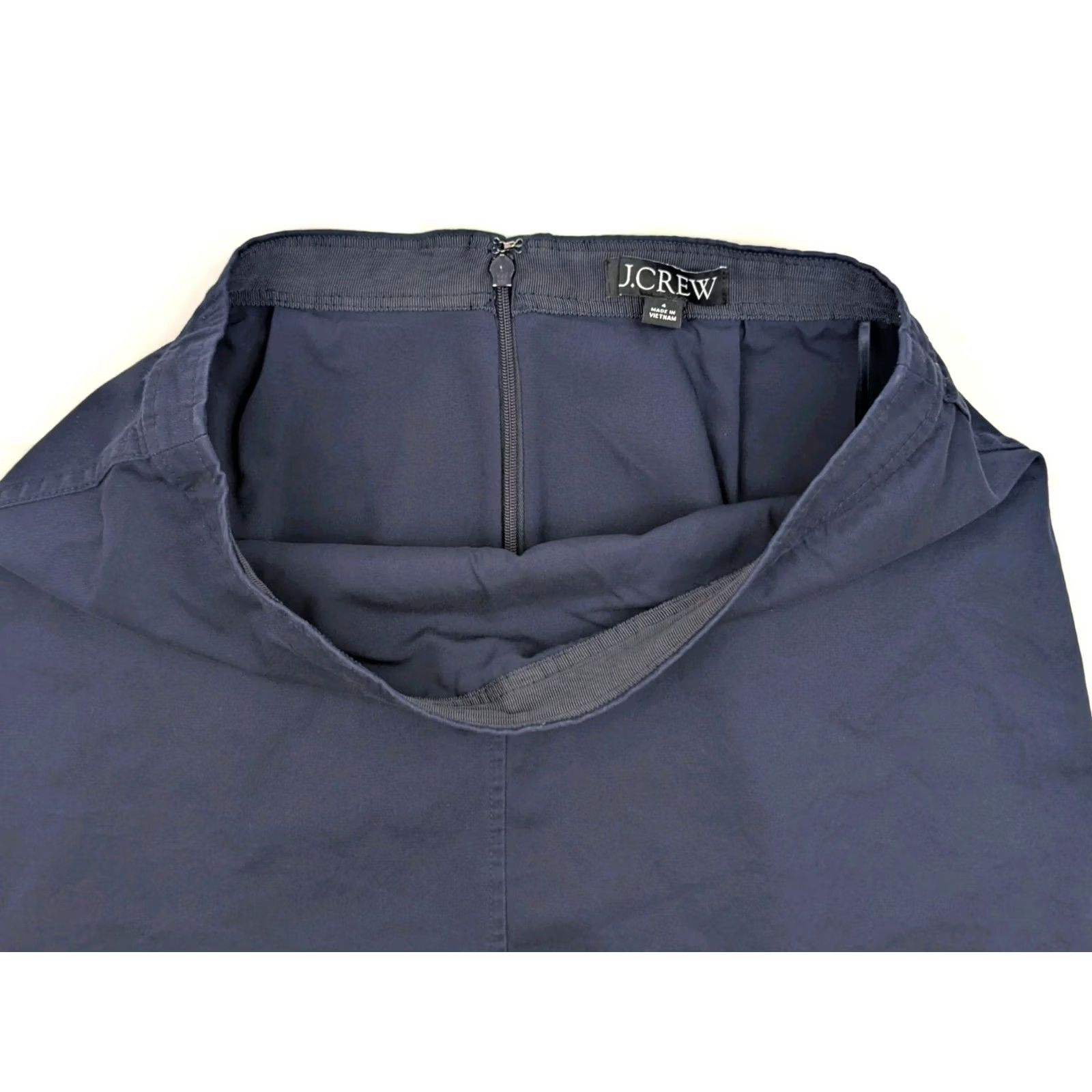 J.Crew J.CREW Skirt Women 4 Mini Twill Navy Blue Zip Back Cotton Blend Short Seams Vintage: No | Solid Blue Pattern | 29x16, 29 waist x 16 inseam Size 27" / US 4 / IT 40 - 6 Thumbnail