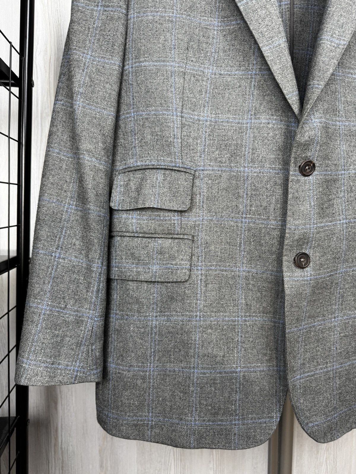 Chester Barrie Chester Barrie Wool cashmere grey checkered unlined blazer Size 44R - 4 Thumbnail