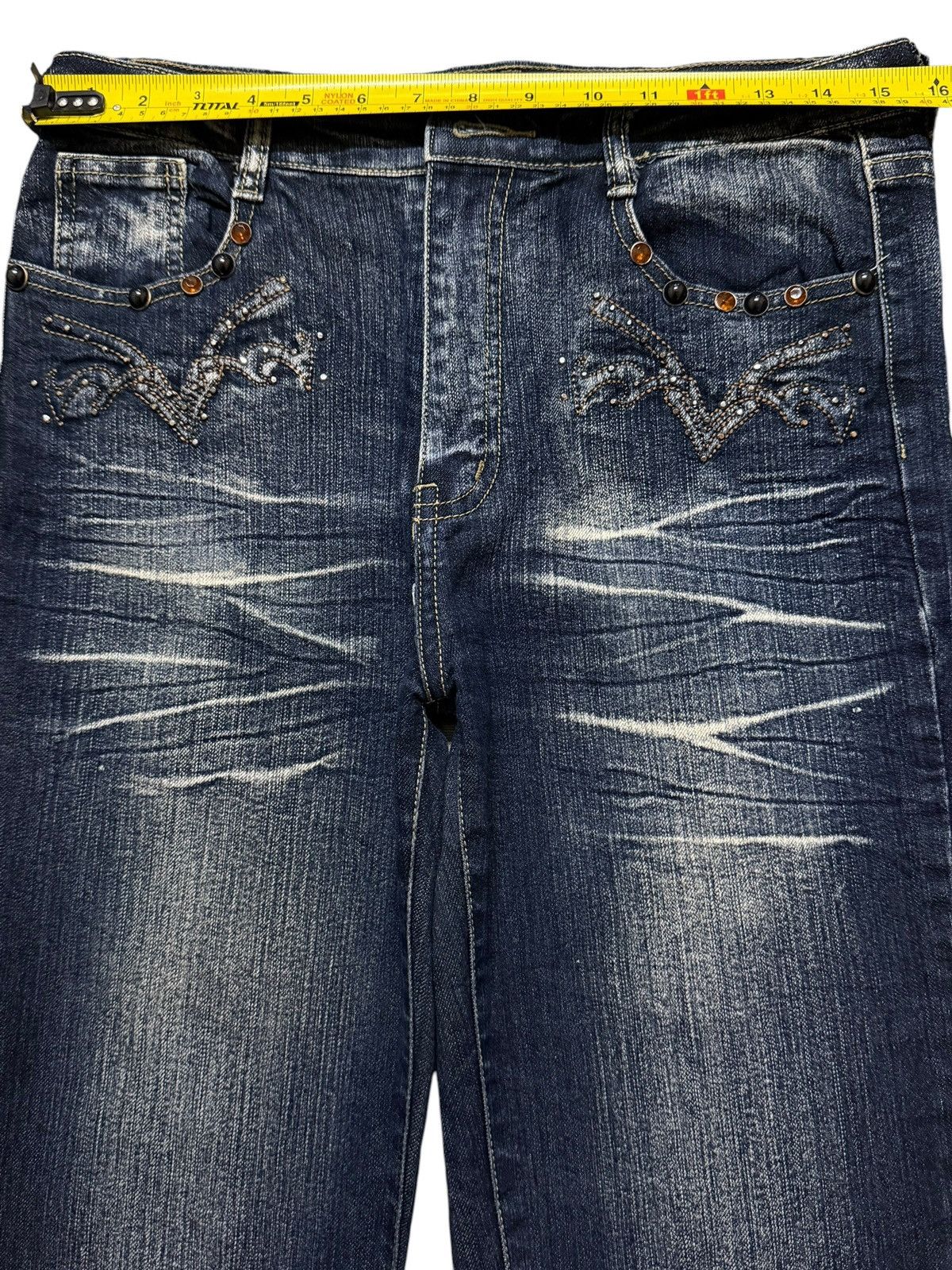 If Six Was Nine Vintage Y2K Japanese Brand Faded Wash Whisker Wide Leg Flare Size 30" / US 8 / IT 44 - 8 Thumbnail