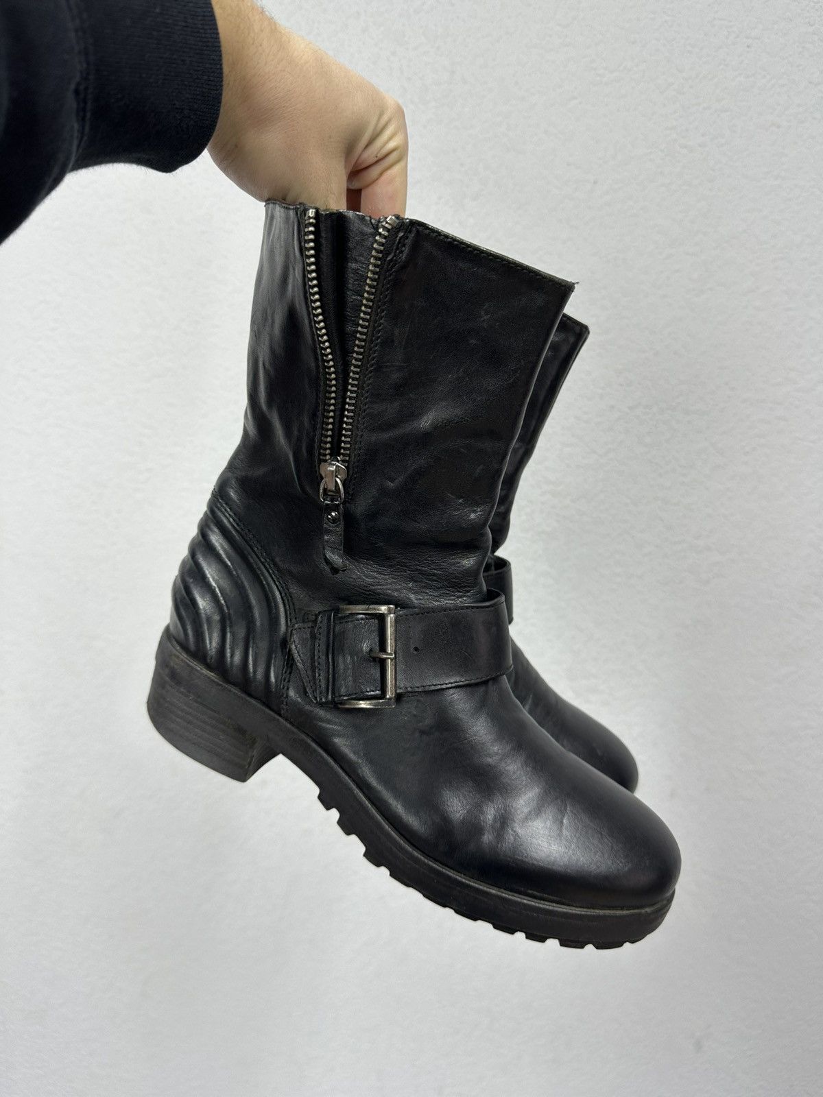 A.S.98 Vintage AS 98 Rick Owens Style Zip Ankle Leather Biker Boots Size US 8 / IT 38 - 3 Thumbnail