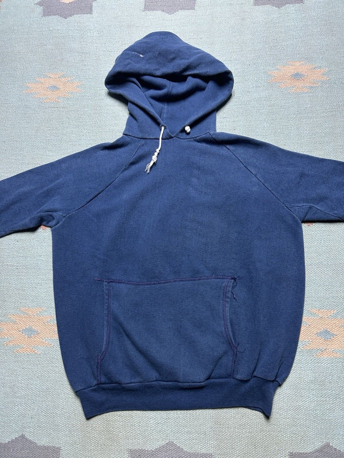 Vintage Vintage 70s hoodie sweatshirt gussets navy blue Sears XL Size US XL / EU 56 / 4 - 2 Thumbnail