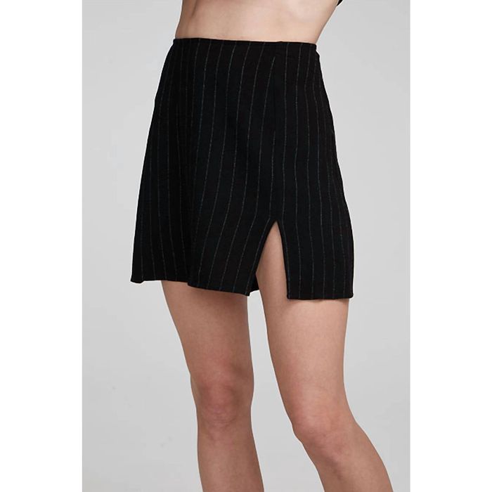 Chaser LA CHASER Kiss Pinstripe Mini Skirt In Black Grailed