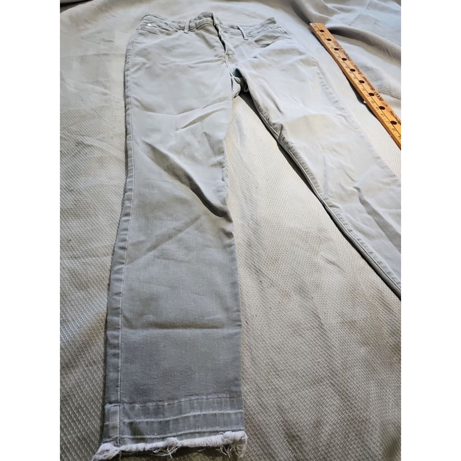 NYDJ VINTAGE NYDJ Jeans Gray Wash 10 Stretch Denim Distressed Fringe Hem bootcut Womens Regular Size 10 Gray Size 32" / US 10 / IT 46 - 3 Thumbnail