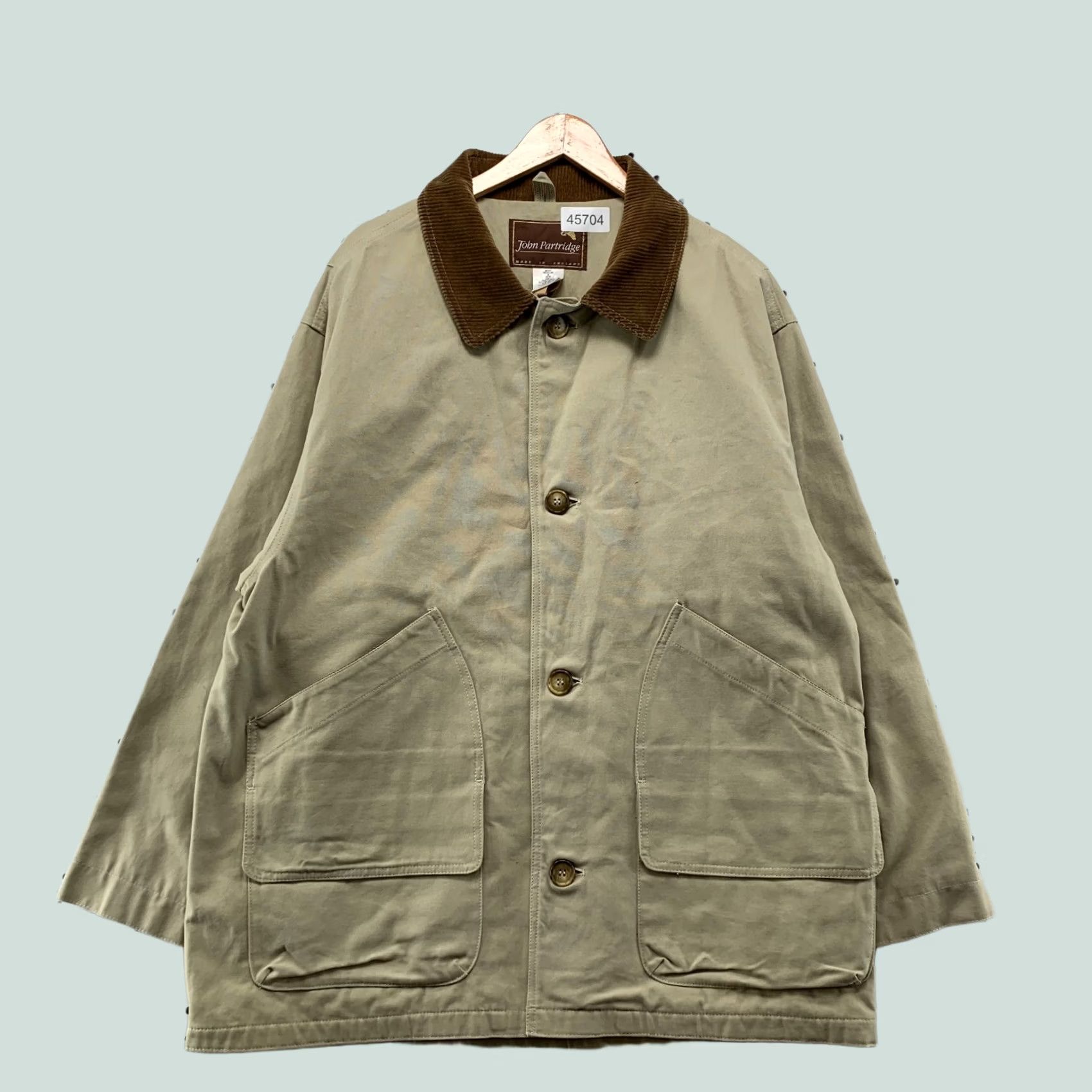 Vintage John Partridge Coat Men M Beige Canvas Corduroy Collar England Size US M / EU 48-50 / 2 - 1 Thumbnail