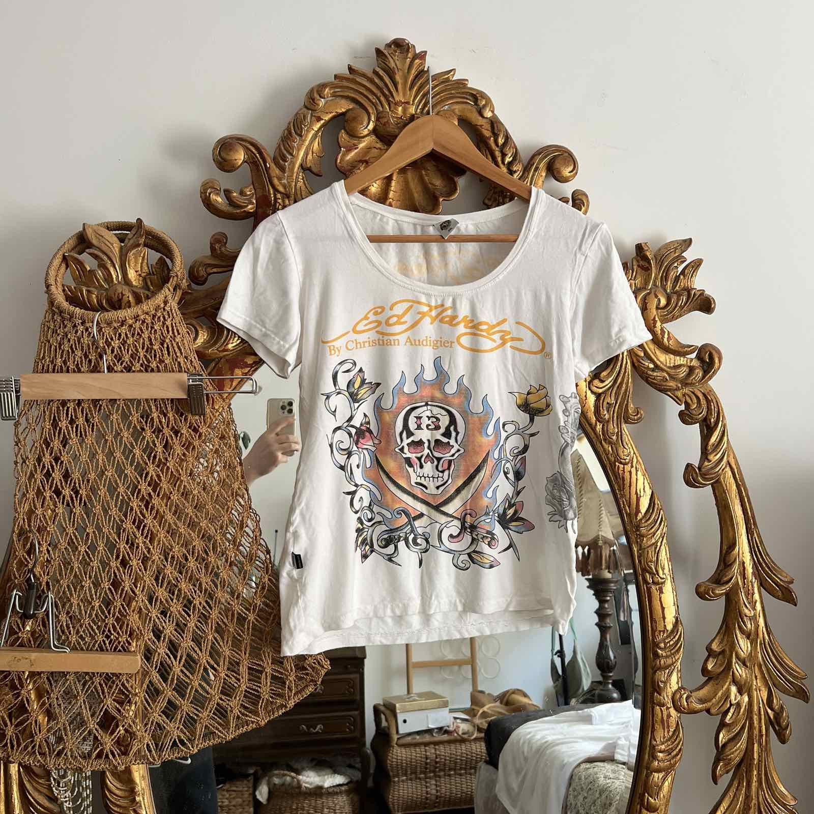 Christian Audigier × Ed Hardy Vtg. Ed Hardy Woman's T-Shirt Sz XXL Size XXL / US 16-18 / IT 52-54 - 1 Thumbnail