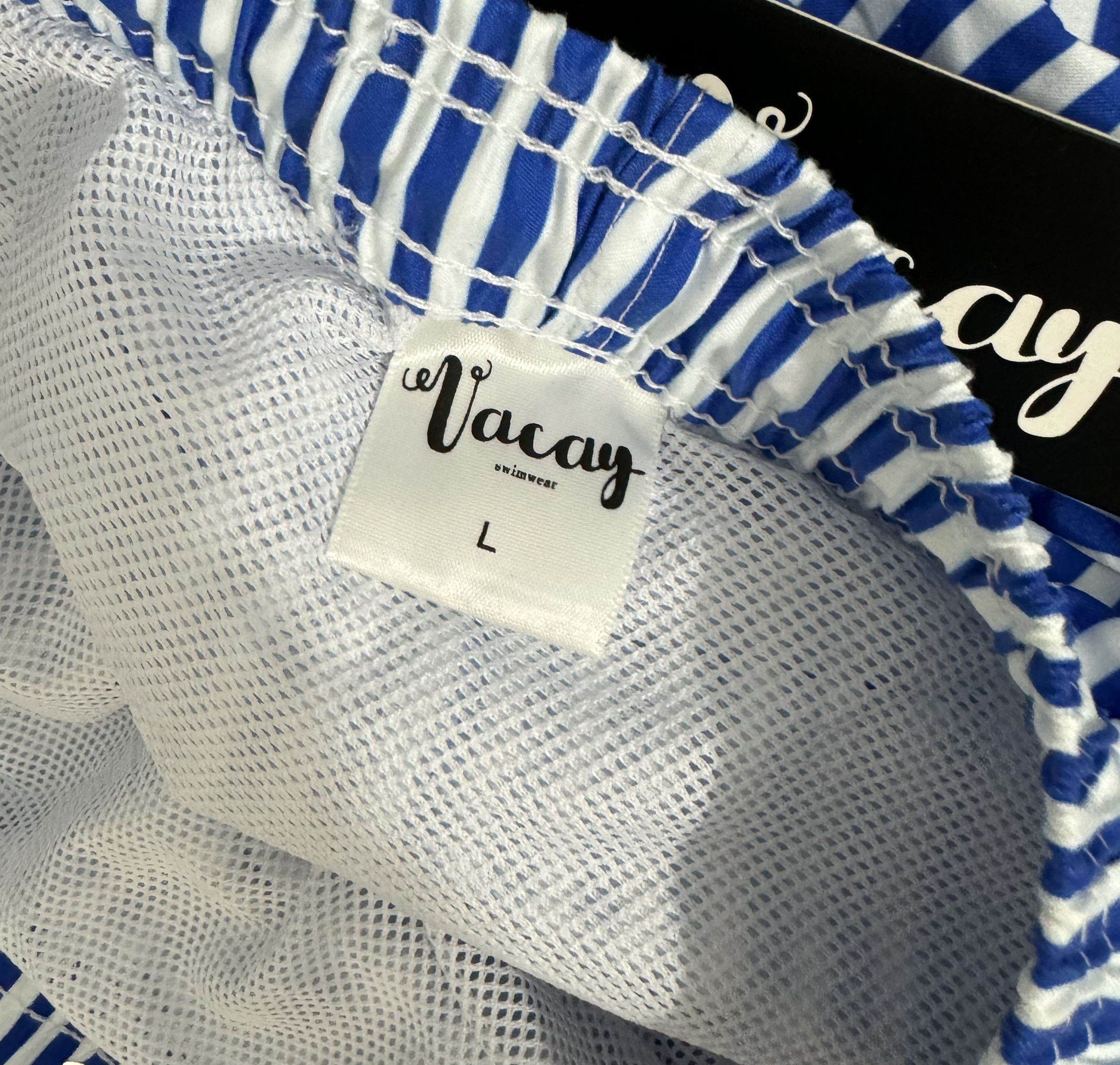Bleach BNWT Vacay Corfu Swim Trunks White/Blue Striped Lined Size L Size US 34 / EU 50 - 7 Thumbnail