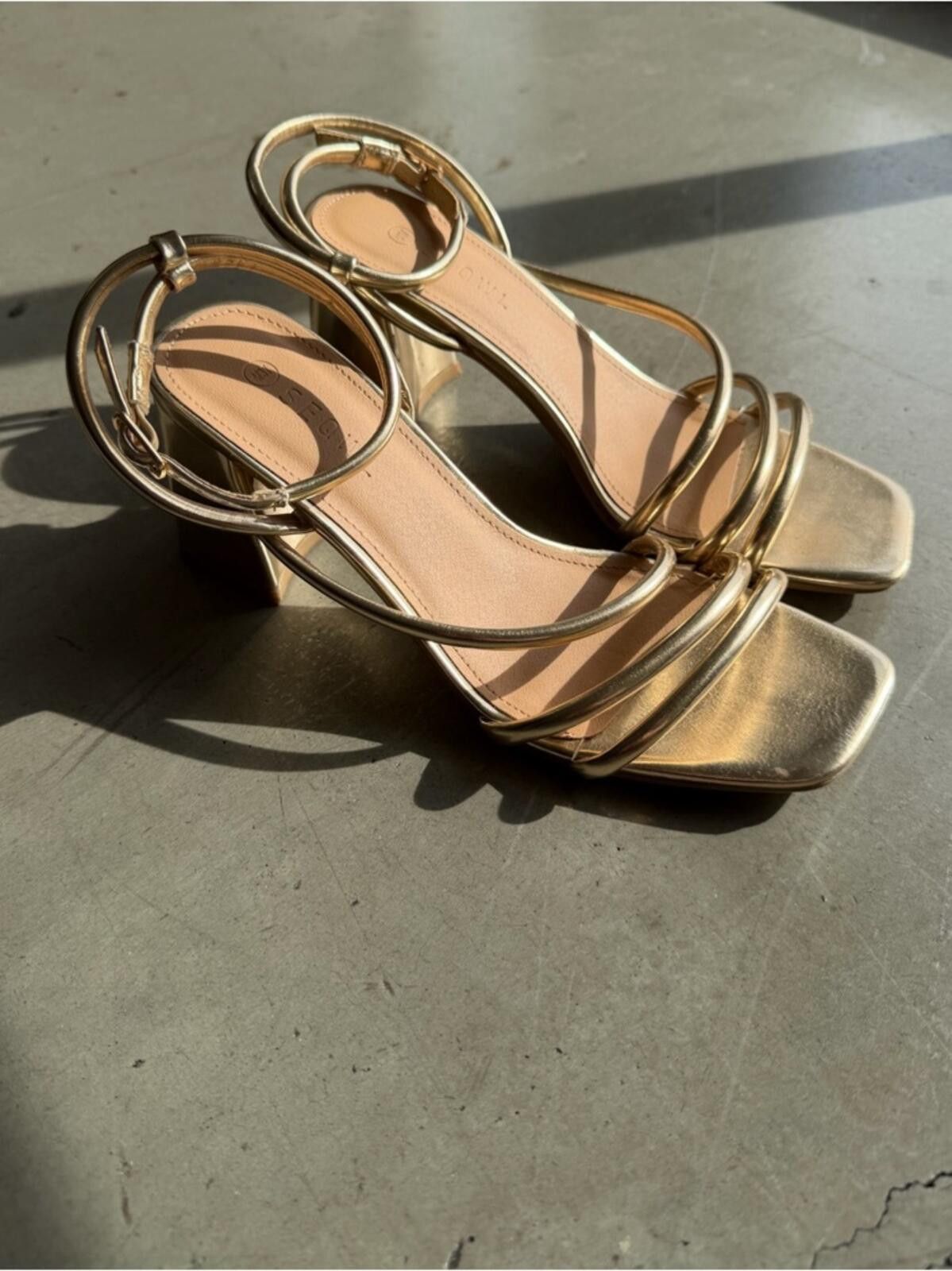 Other ASOS Gold Strappy Heels / Block Heel Sandals Size US 6.5 / IT 36.5 - 5 Thumbnail
