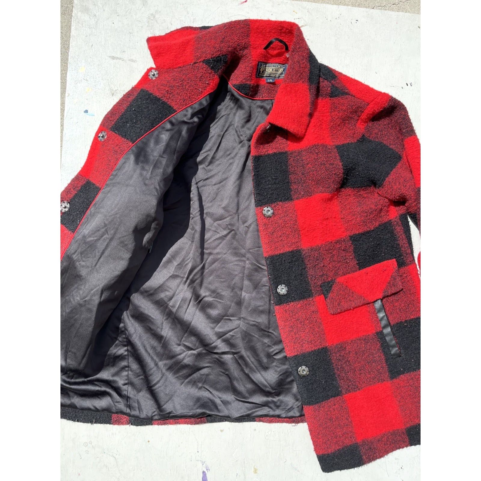Pendleton VINTAGE Pendleton Women's Jacket Plaid Buffalo Lined Wool Snap City Lumber Bloke Jacket Size L / US 10 / IT 46 - 6 Thumbnail