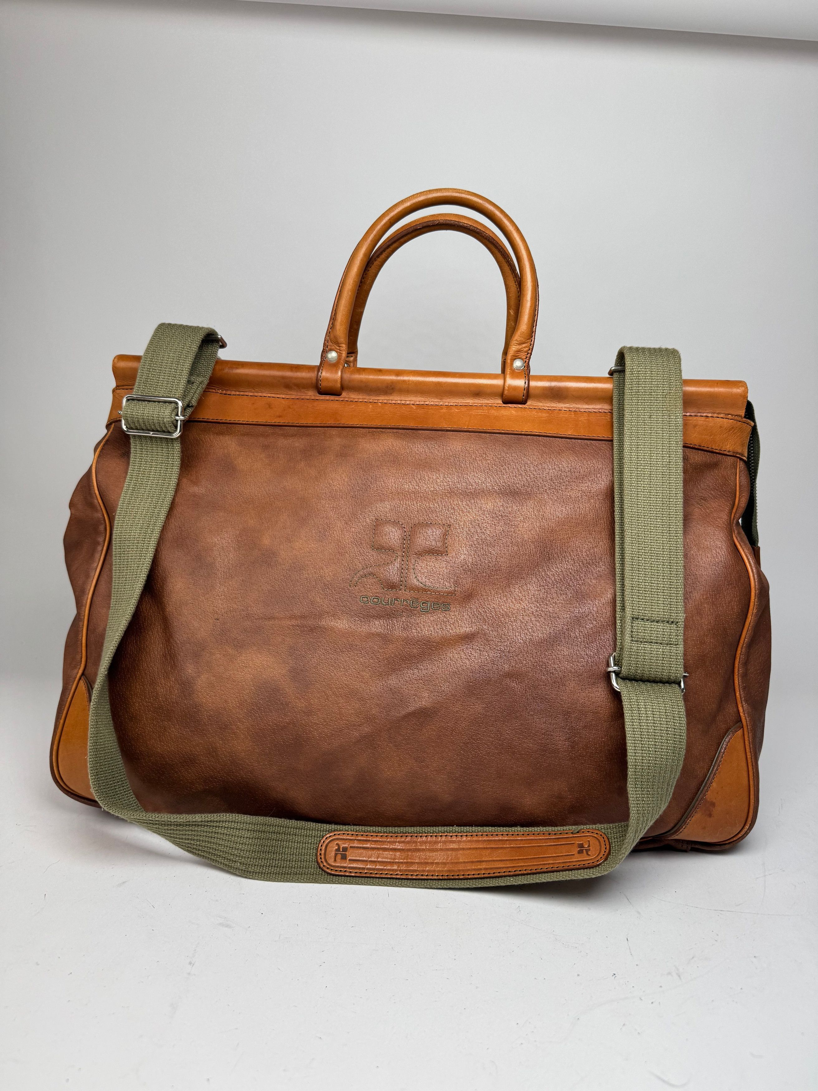 Courreges Vintage Leather Travel Bag Brown Size ONE SIZE - 1 Thumbnail