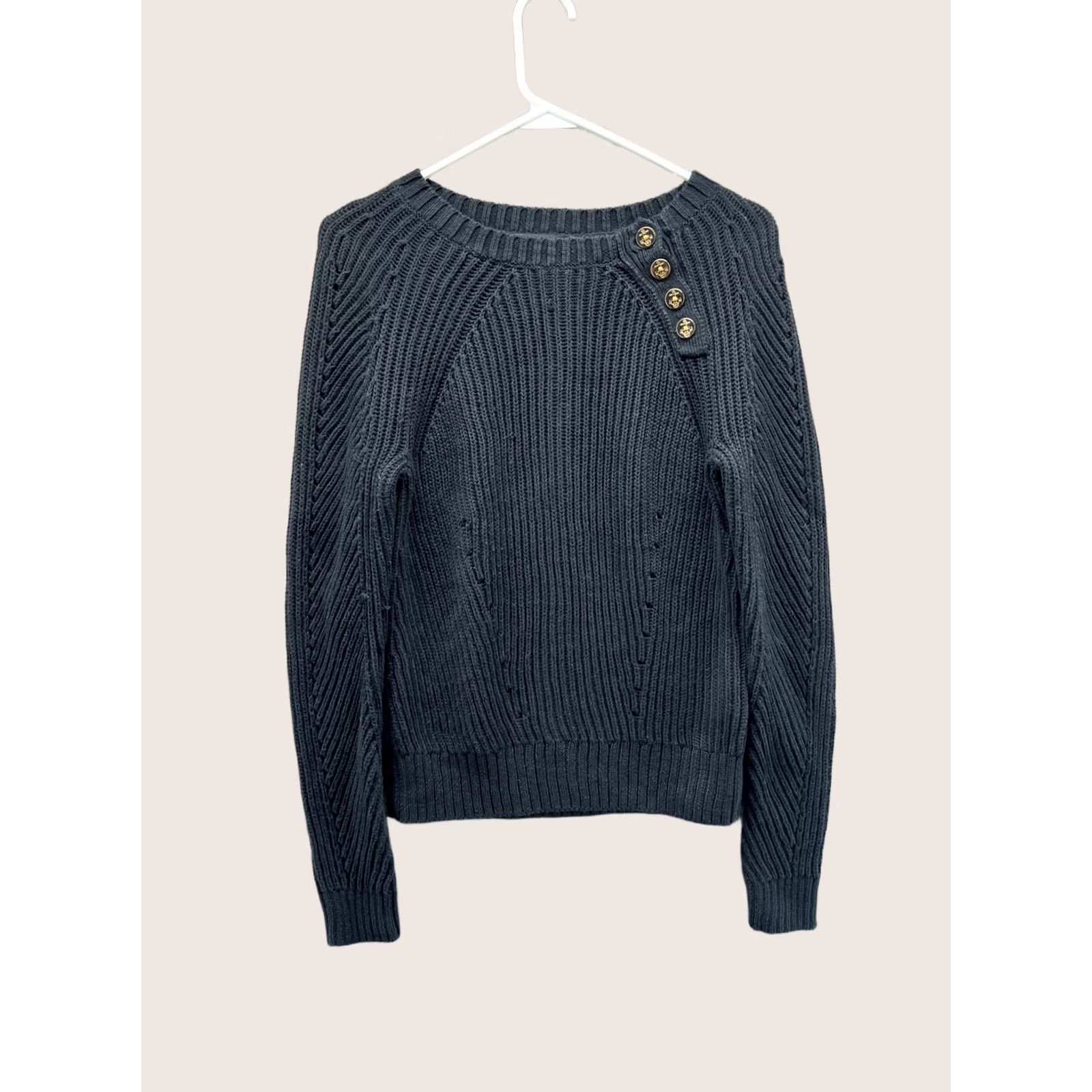 Ralph Lauren VINTAGE Lauren Ralph Lauren Sweater Womens Petite Small Black Raglan Shoulder Knit Crew Neck Pullover Winter Womens Size S / US 4 / IT 40 - 1 Thumbnail