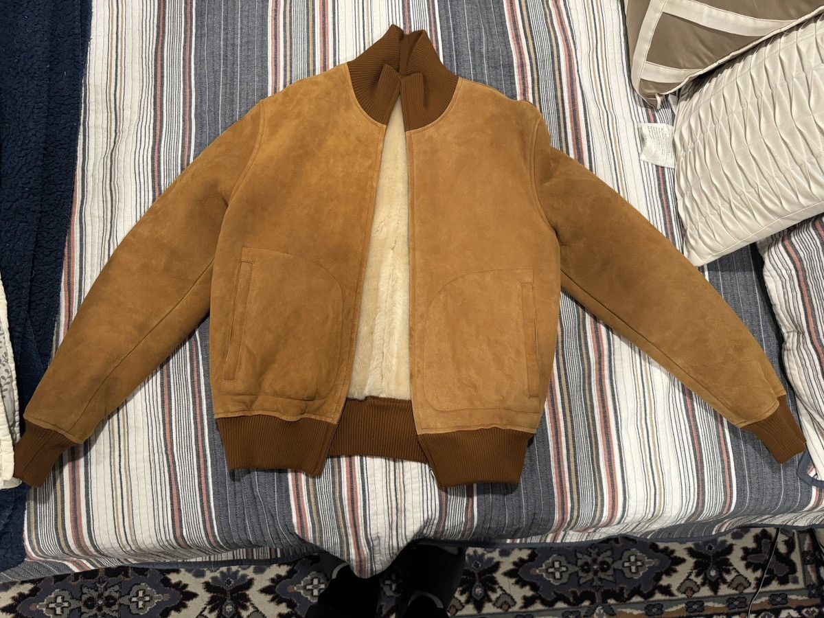 image of Sandro Shearling Bomber Brown in Brown Tan, Men's (Size Small)