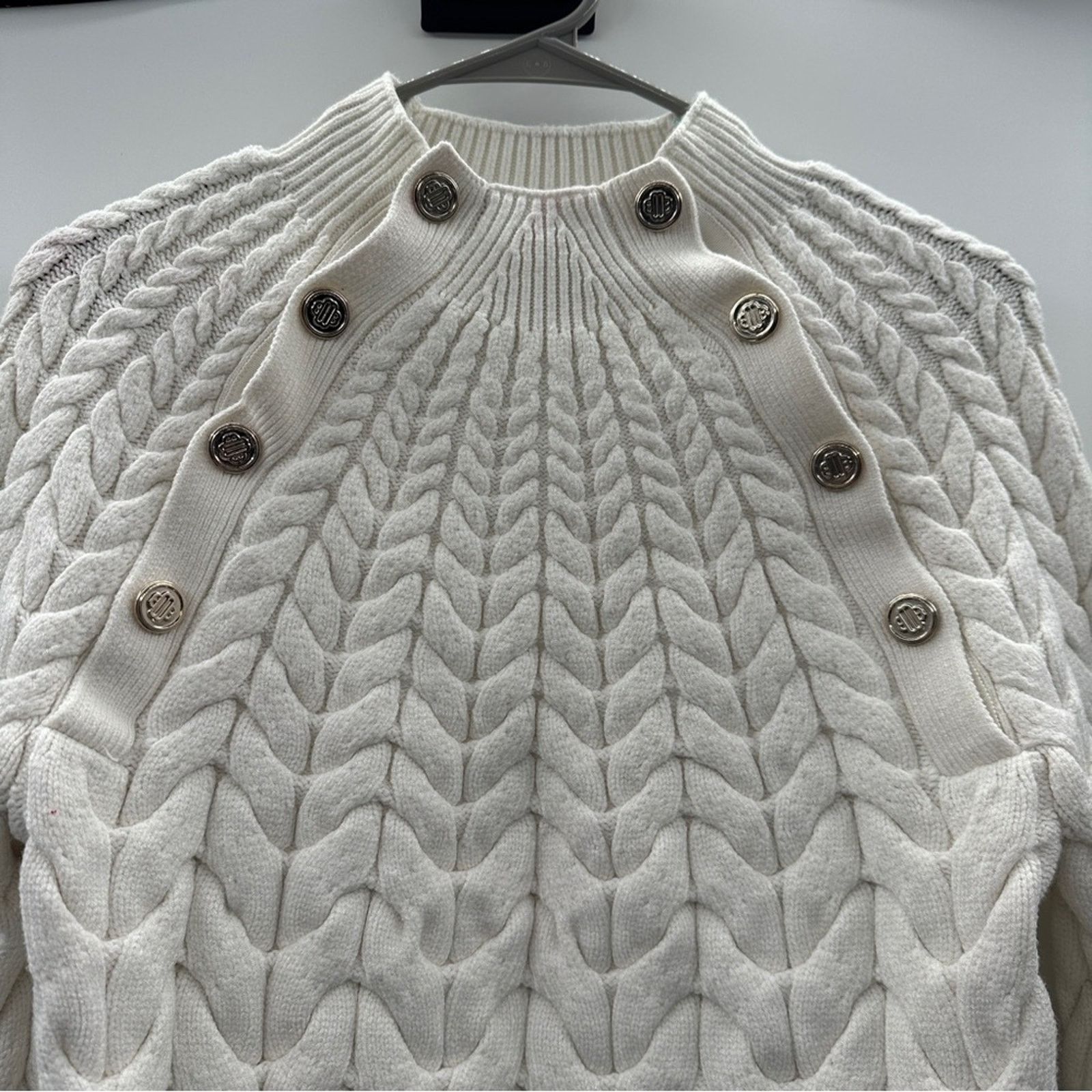 Maje RTR Maje Marnety Button Cable Knit Long Sleeve Sweater Size S / US 4 / IT 40 - 3 Thumbnail