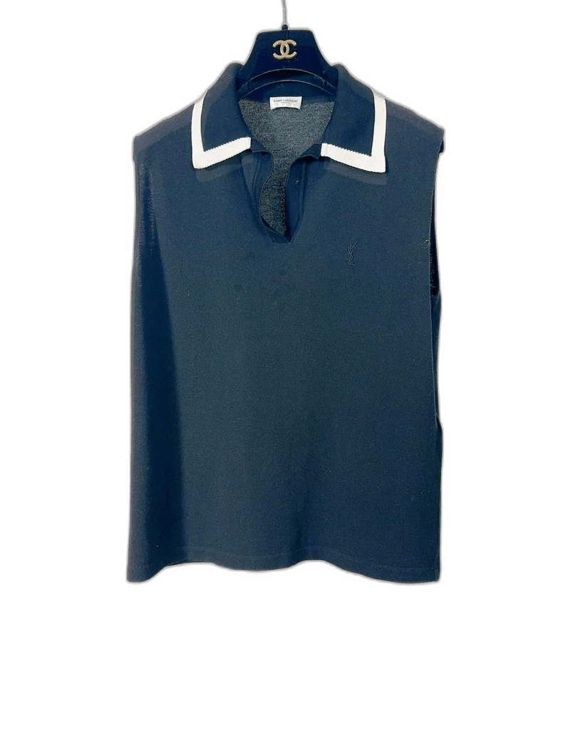 Saint Laurent Paris SLP YSL Embroidered Sleeveless Polo Shirt-2507 Size US S / EU 44-46 / 1 - 7 Thumbnail