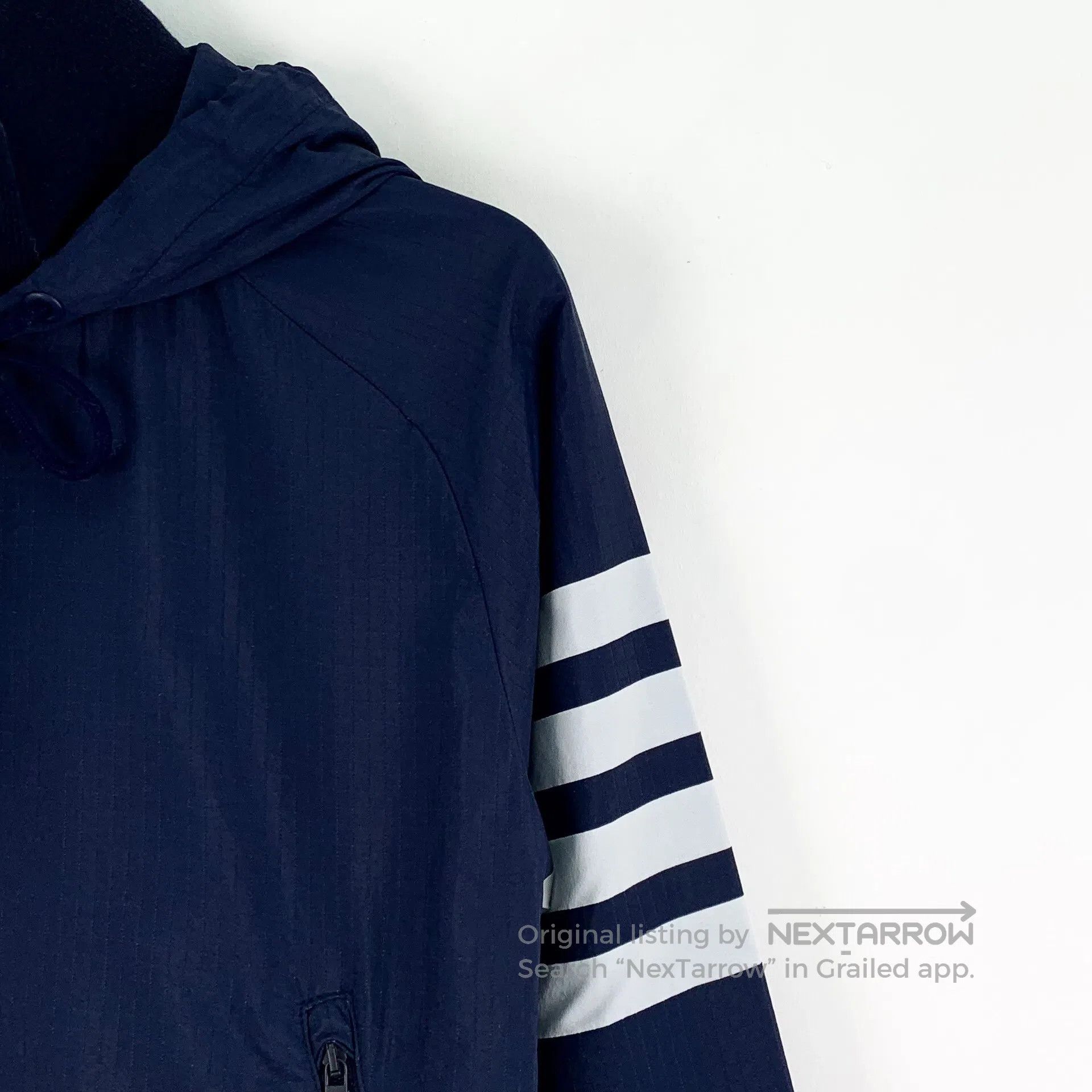 Thom Browne Thom Browne Dark Blue Classic Four Stripe Hooded Drawstrin Size XS / US 0-2 / IT 36-38 - 3 Thumbnail