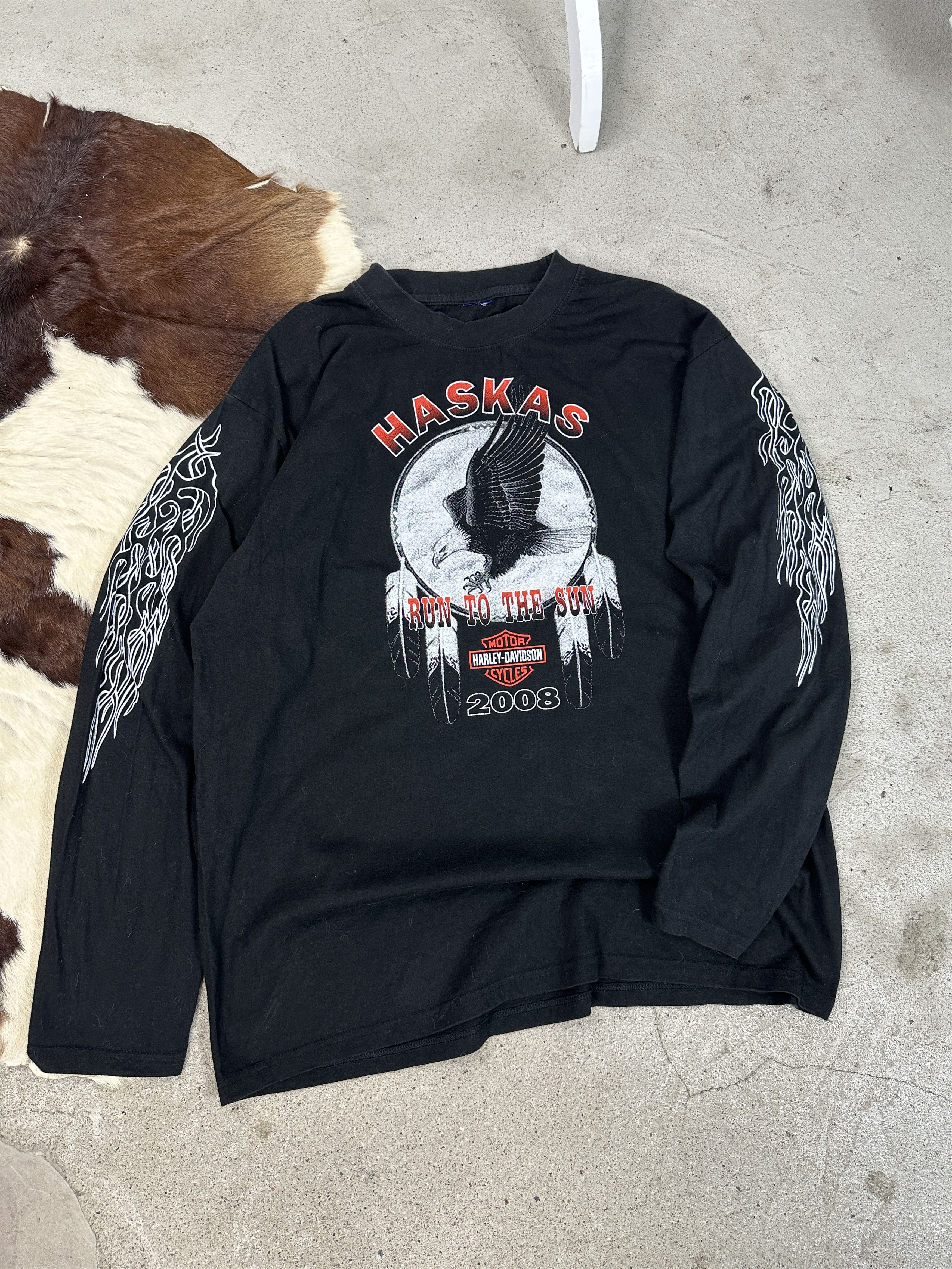 Harley Davidson × Vintage Vintage Moto Grunge Biker Harley Davidson 00s Longsleeve Size US L / EU 52-54 / 3 - 1 Thumbnail