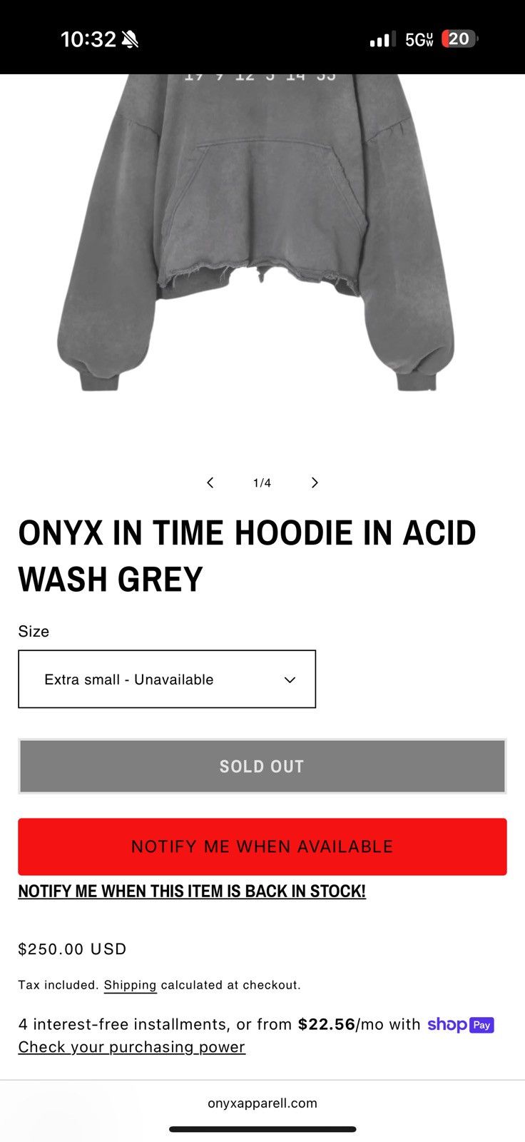 Other Onyx ‘In Time’ Hoodie Acid Grey Size US L / EU 52-54 / 3 - 5 Thumbnail