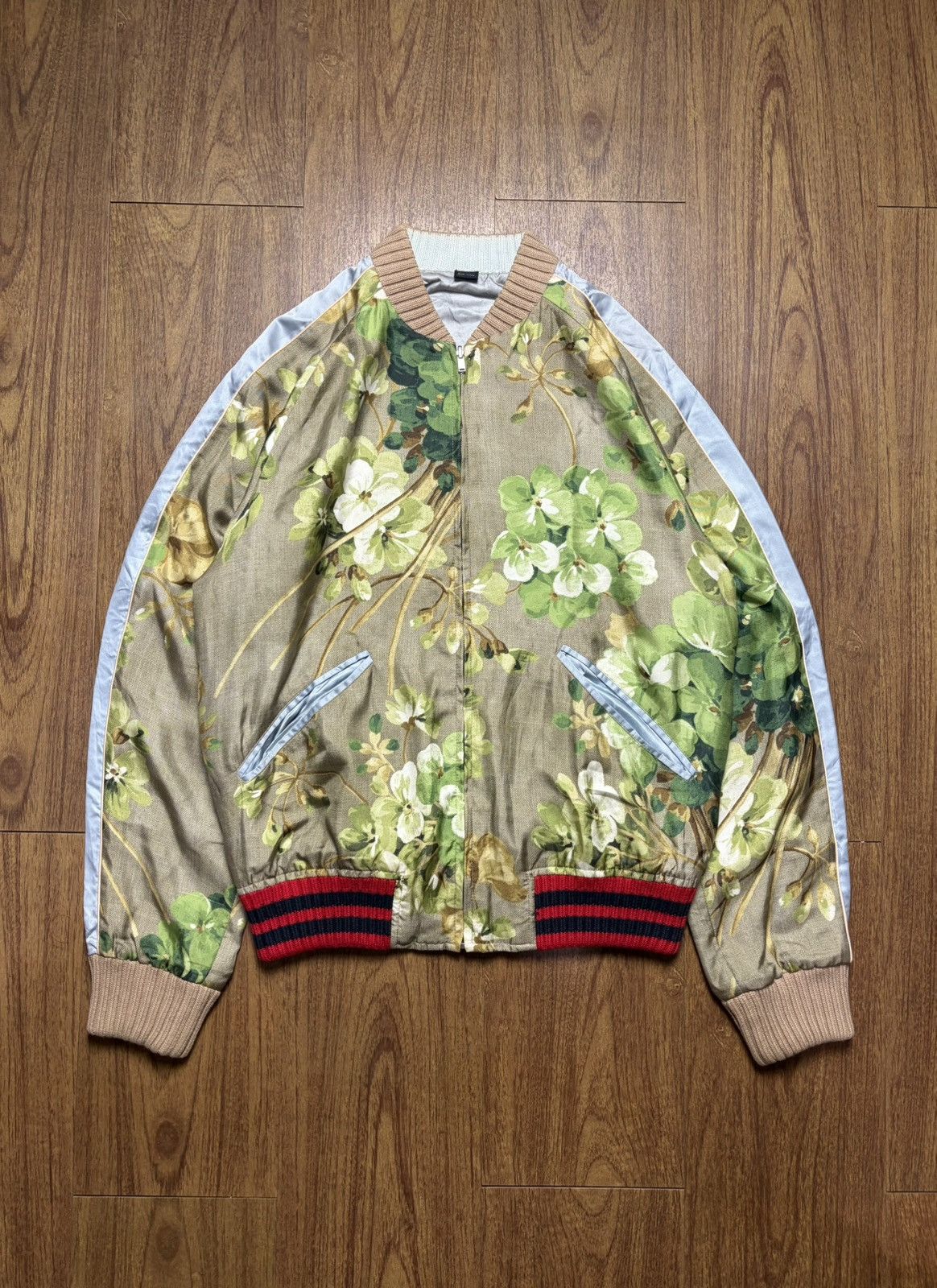 Gucci FREE TAX! Gucci Bloom Floral Silk Reversible Bomber Jacket Size US M / EU 48-50 / 2 - 5 Thumbnail