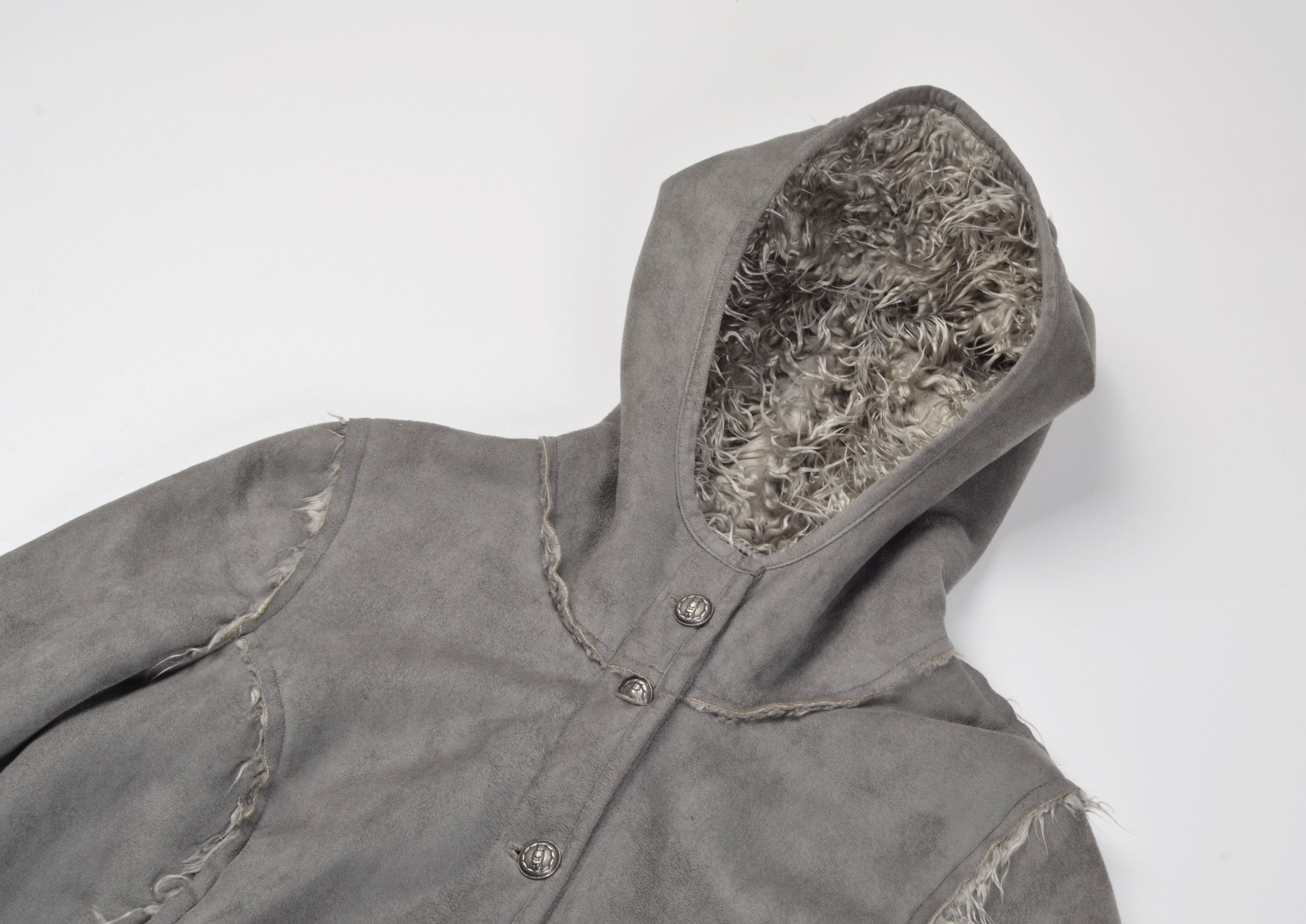 Vintage Vintage Nile Atelier Y2K Gray Faux Fur Boho Afghan Coat Size XL / US 12-14 / IT 48-50 - 2 Thumbnail