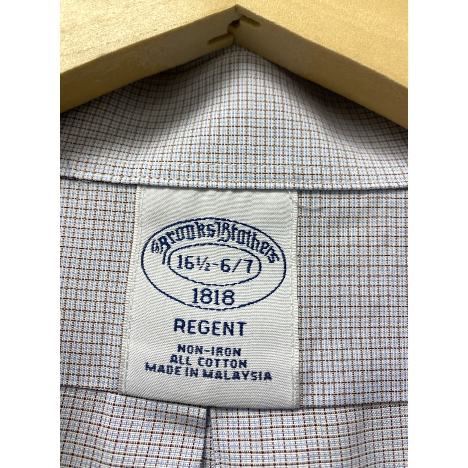 Brooks Brothers VINTAGE Brooks Brothers Regent Check Dress Shirt 16.5 Long Sleeve White Cotton Classic Fit Mens Size 42R - 4 Thumbnail