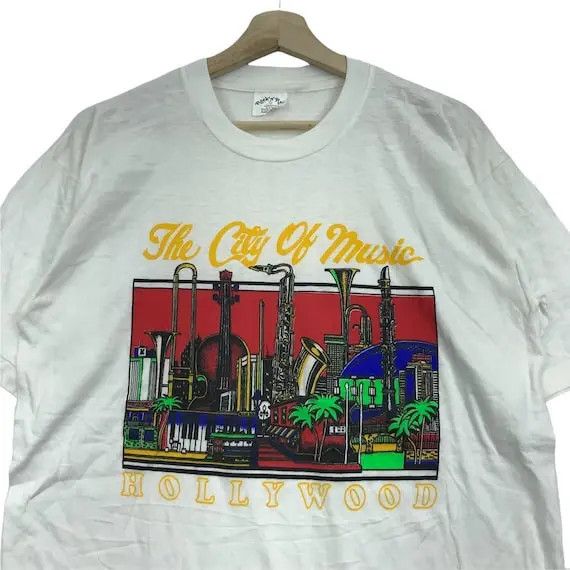 Band Tees × Vintage Vtg 80’ HOLLYWOOD CITY MUSIC Jazz Blues Single Stitch Tee Size US M / EU 48-50 / 2 - 4 Thumbnail