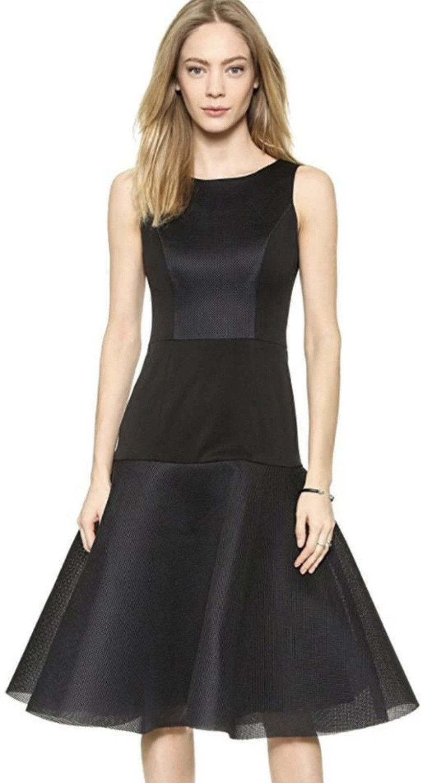 Black Halo BLACK HALO Sleeveless Mesh Hem Fit Midi Dress ) Size S / US 4 / IT 40 - 2 Thumbnail
