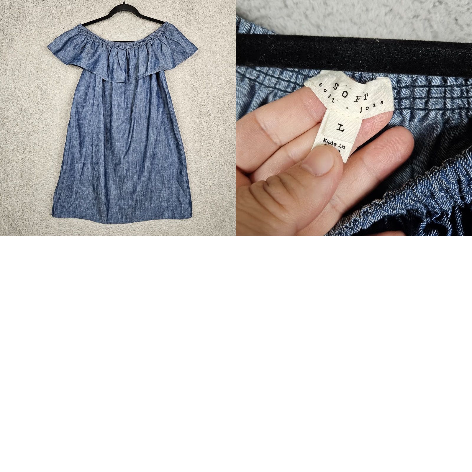 Joie Soft Joie Women's blue Off the Shoulder Ruffle Mini Dress L Size L / US 10 / IT 46 - 8 Thumbnail