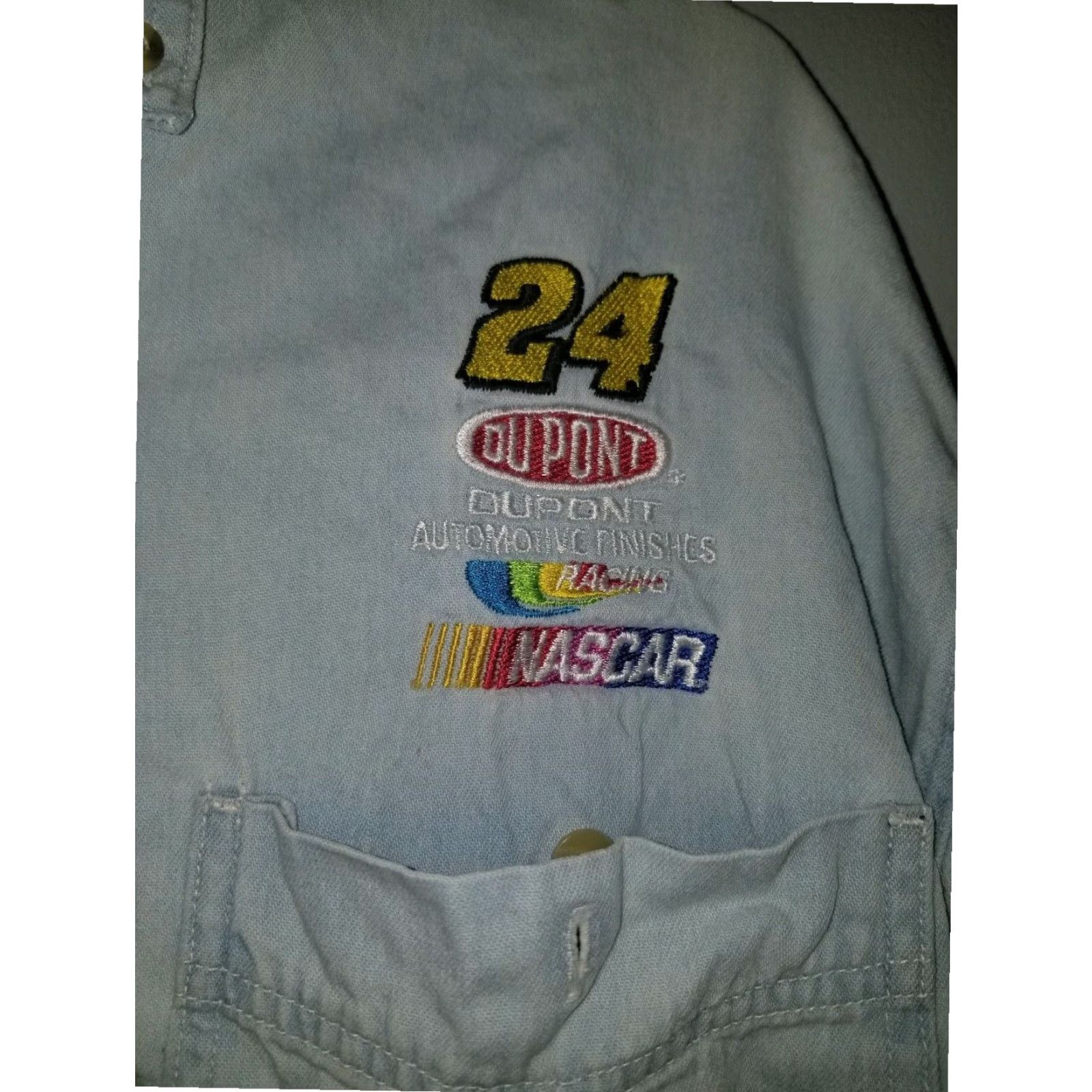 NASCAR VINTAGE All Sport Nascar Jeff Gordon Embellished Denim Button Down Long Sleeve Shirt Mens M Blue 90s Size US M / EU 48-50 / 2 - 6 Thumbnail