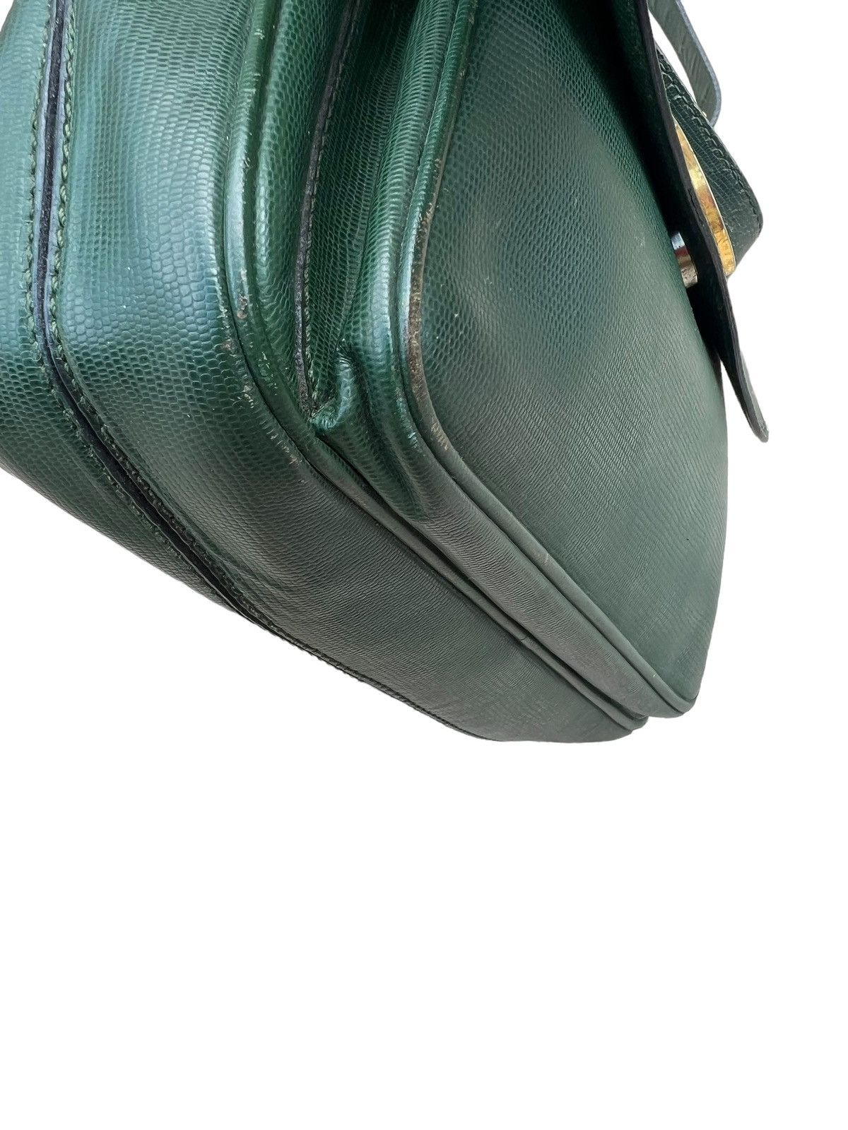 Celine × Leather Vintage CELINE Distress Patina Green Leather Bag riri Zipper Size ONE SIZE - 15 Thumbnail