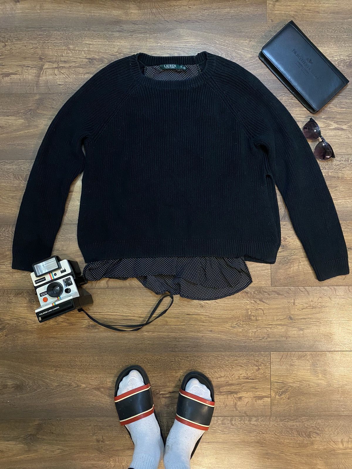 image of Ralph Laurent Women's Knitted Sweater In Black With Vintage (Size XL)