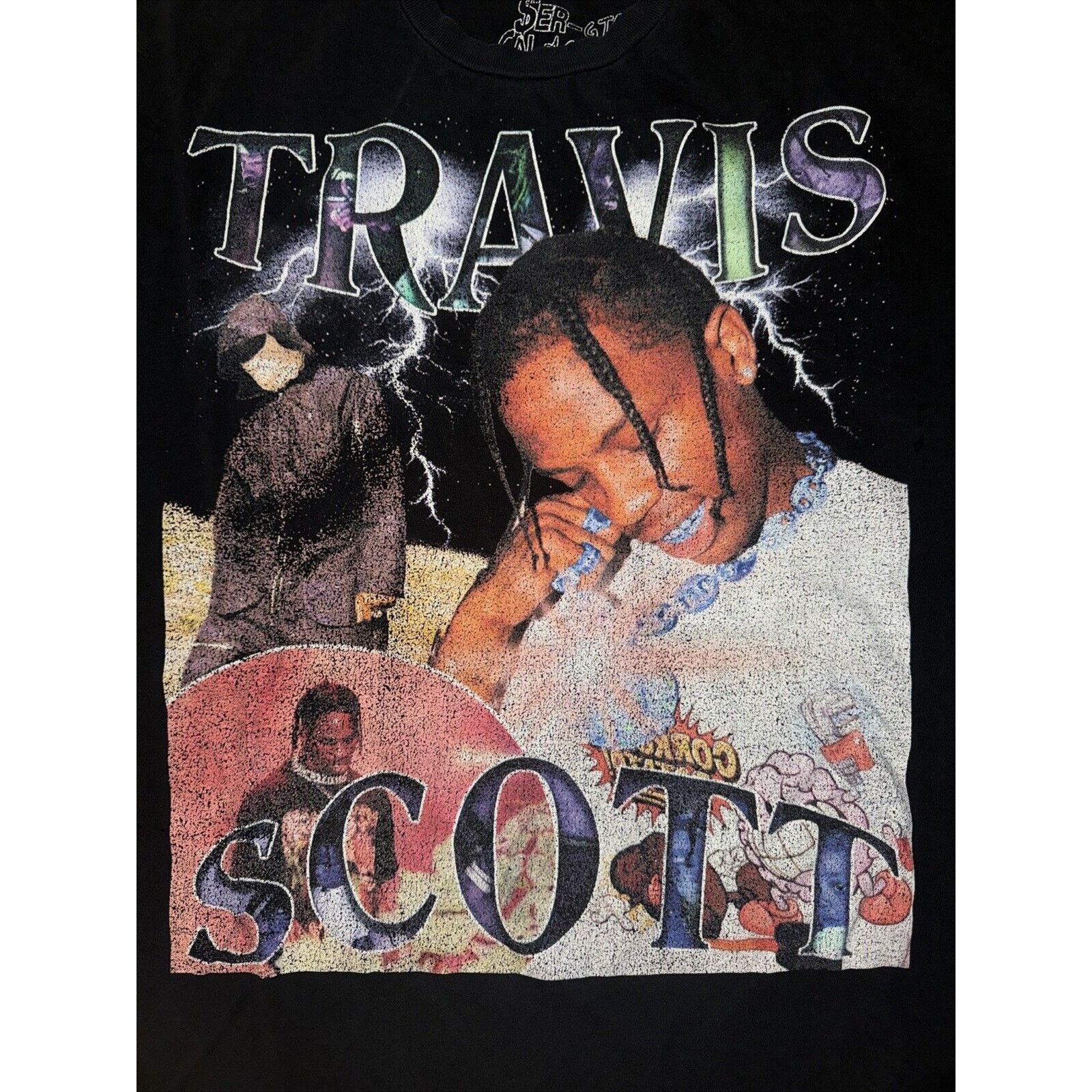 Rap Tees × Travis Scott × Vintage Travis Scott Rap Tee T-Shirt Black XL By Sergio Calabasas Size US XL / EU 56 / 4 - 2 Thumbnail