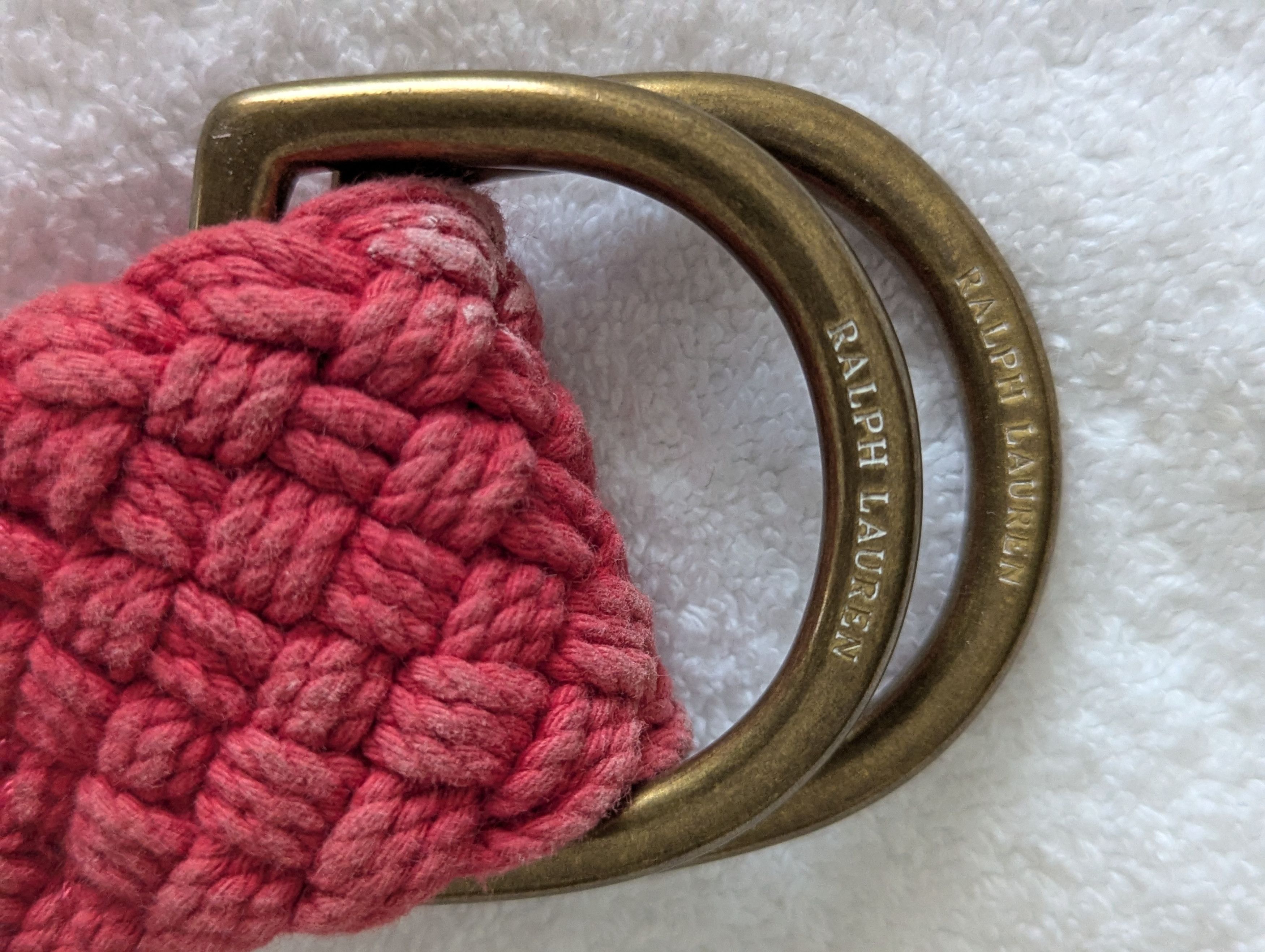 Polo Ralph Lauren Beautiful plated Nylon, Brass and Leather Belt Size 38 - 1 Thumbnail