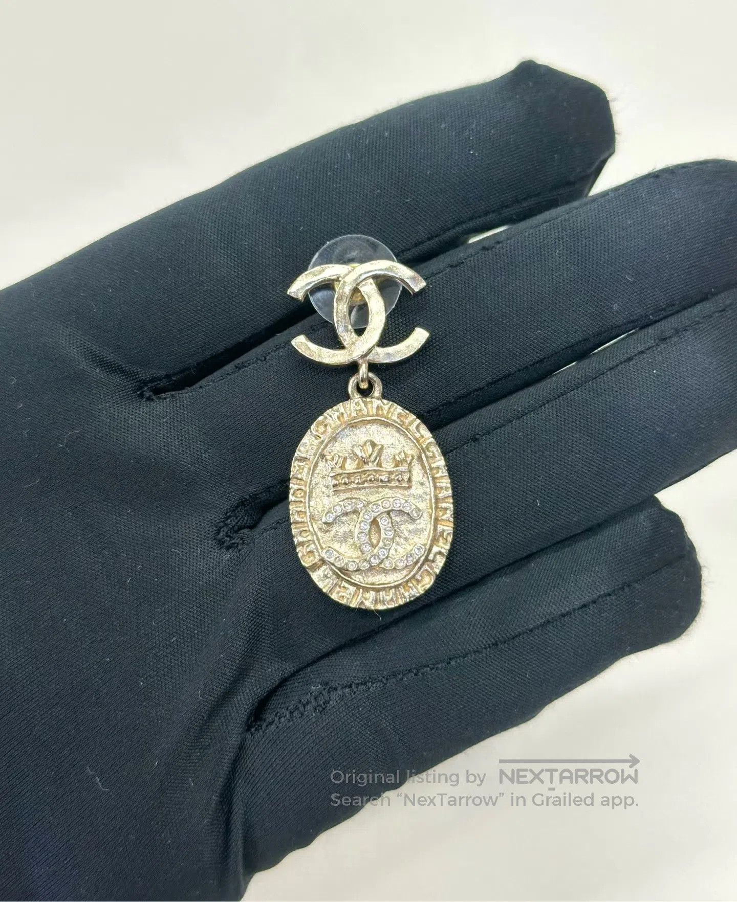 Chanel Chanel Double C Gold Coin Diamond Stud Earrings| Size ONE SIZE - 3 Thumbnail