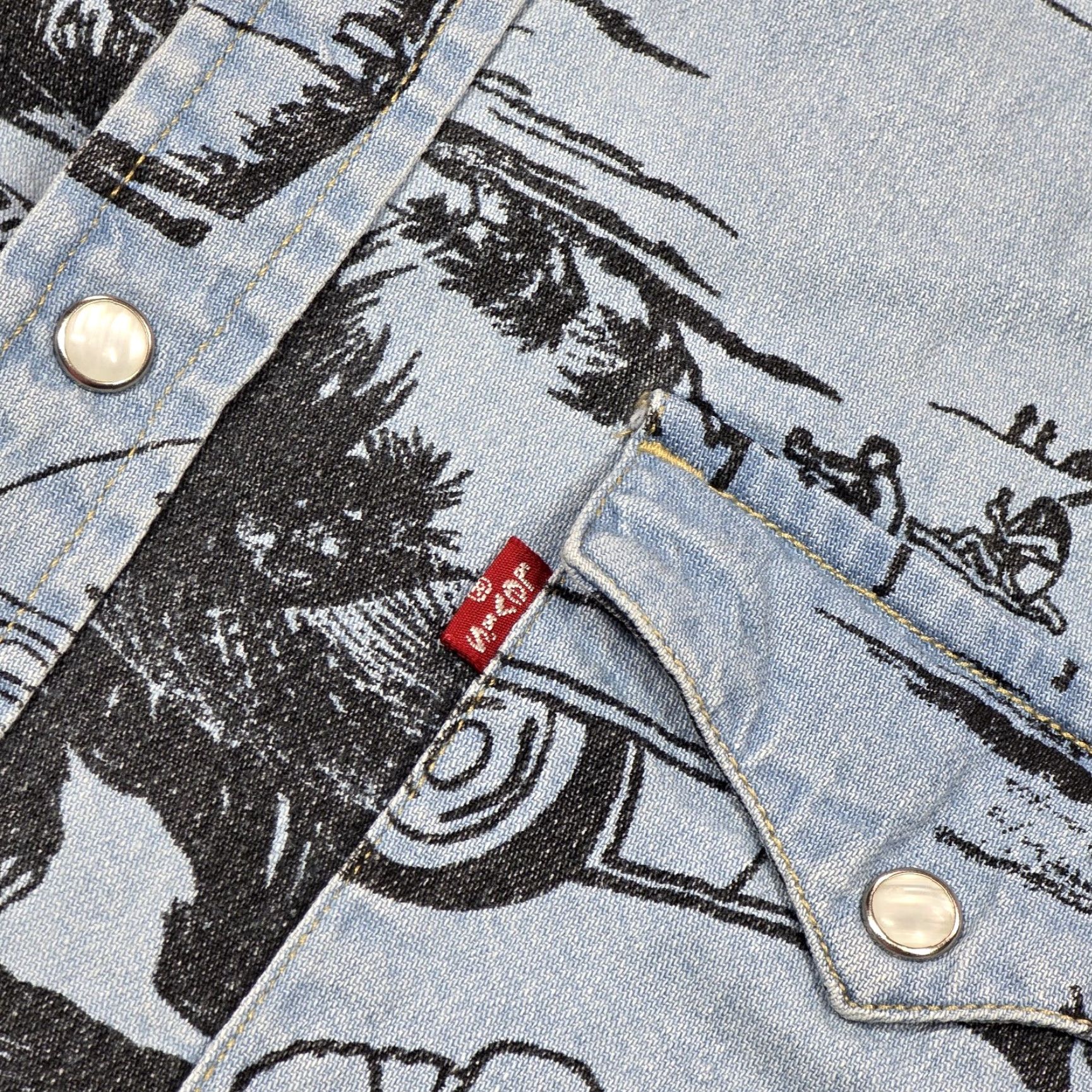 Levi's VINTAGE Levi’s Denim Western Pearl Snap Long Sleeve Blue Mens S All Over Graphic Print Size US S / EU 44-46 / 1 - 7 Thumbnail