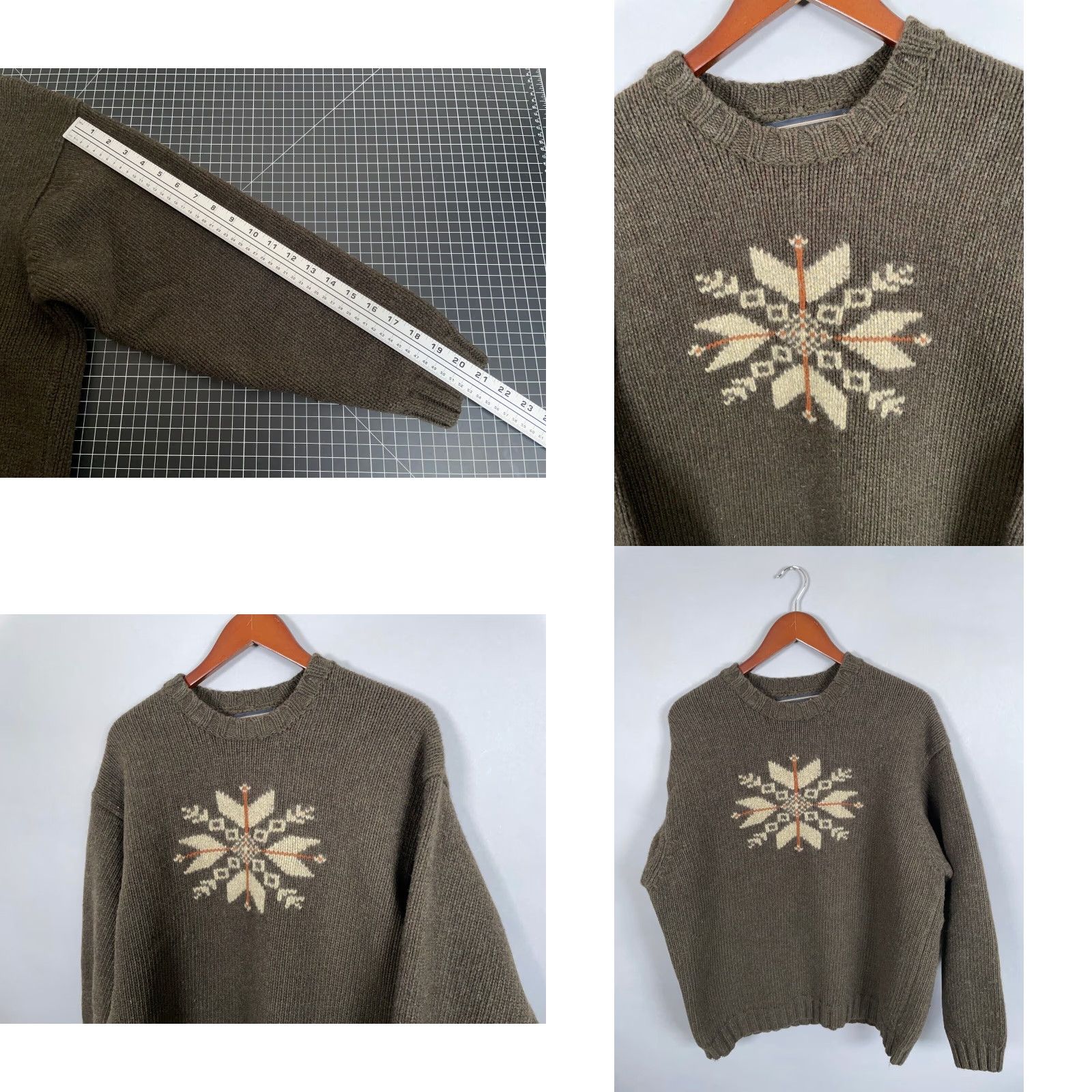 Abercrombie & Fitch VINTAGE Abercrombie & Fitch Sweater Men XL Olive Green Snowflake Pattern Wool Knit Pullover Crew Neck Long Sleeve Heavyweight 90s Preppy Retro Casual Size US XL / EU 56 / 4 - 8 Thumbnail