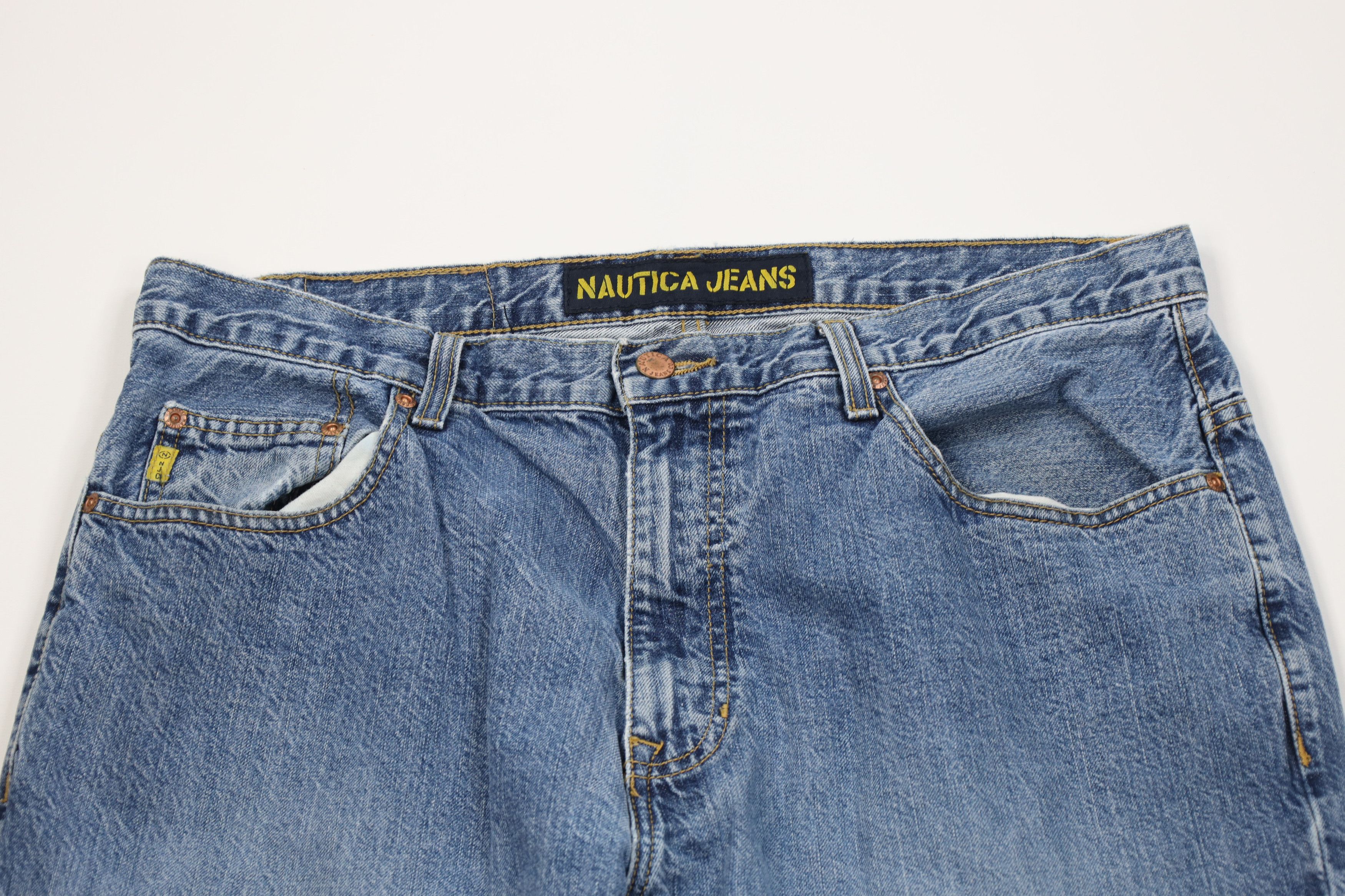 Nautica Vintage 90s Nautica Baggy Wide Leg Denim Jeans Blue Cotton Size US 36 / EU 52 - 2 Thumbnail