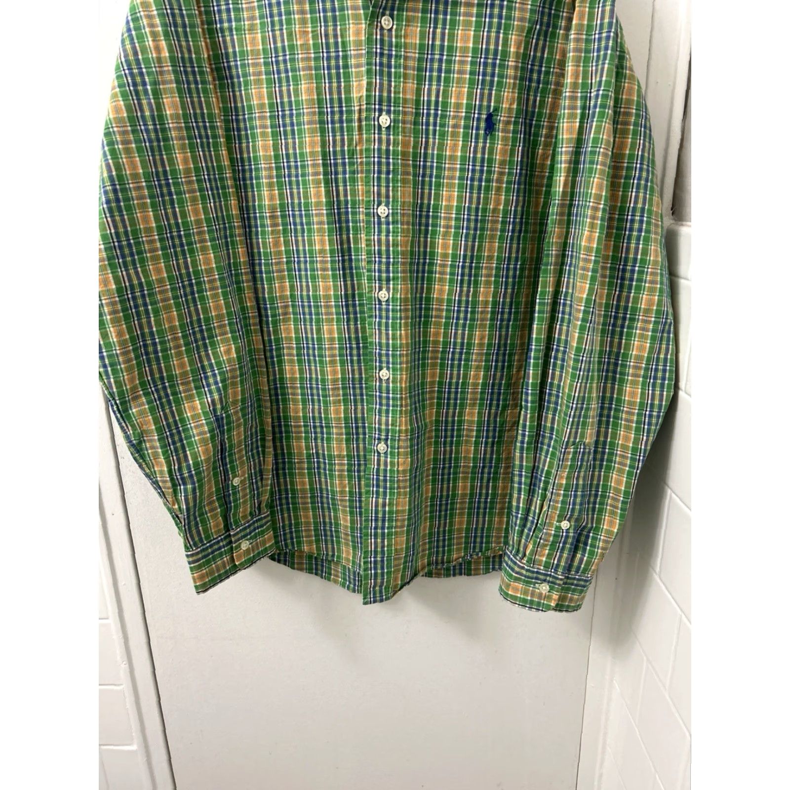 Ralph Lauren VINTAGE Ralph Lauren Shirt Mens XL Green Orange Plaid Button-Down L/S Classic Fit Size US XL / EU 56 / 4 - 3 Thumbnail
