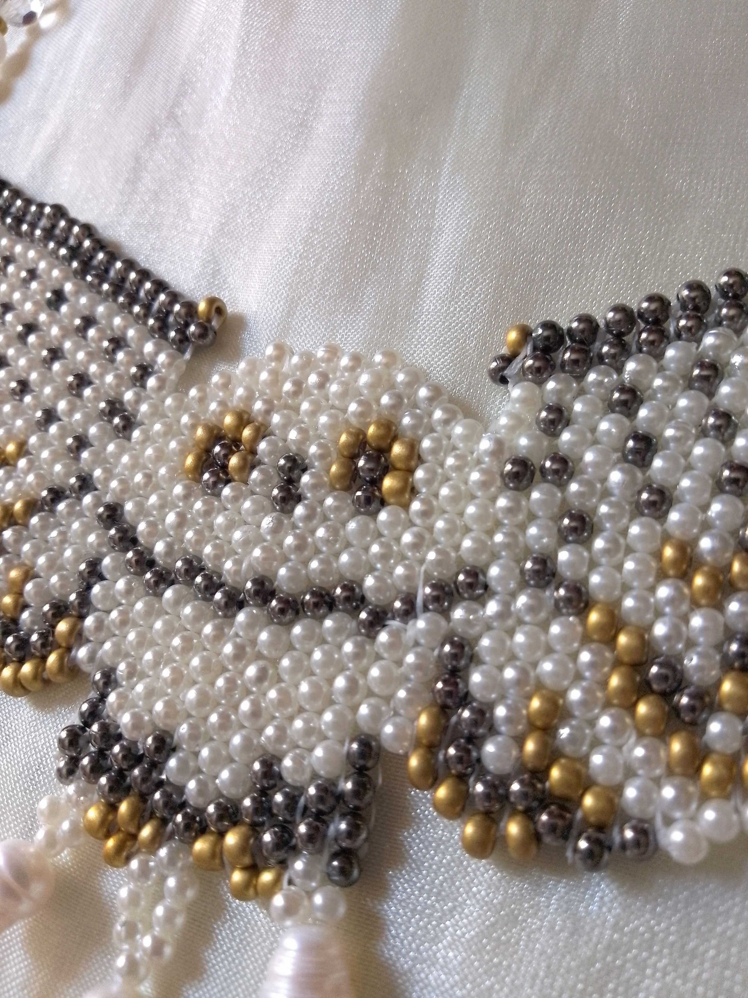 Handmade Choker Necklace Owl shaped with Freshwater pearls Size ONE SIZE - 9 Thumbnail