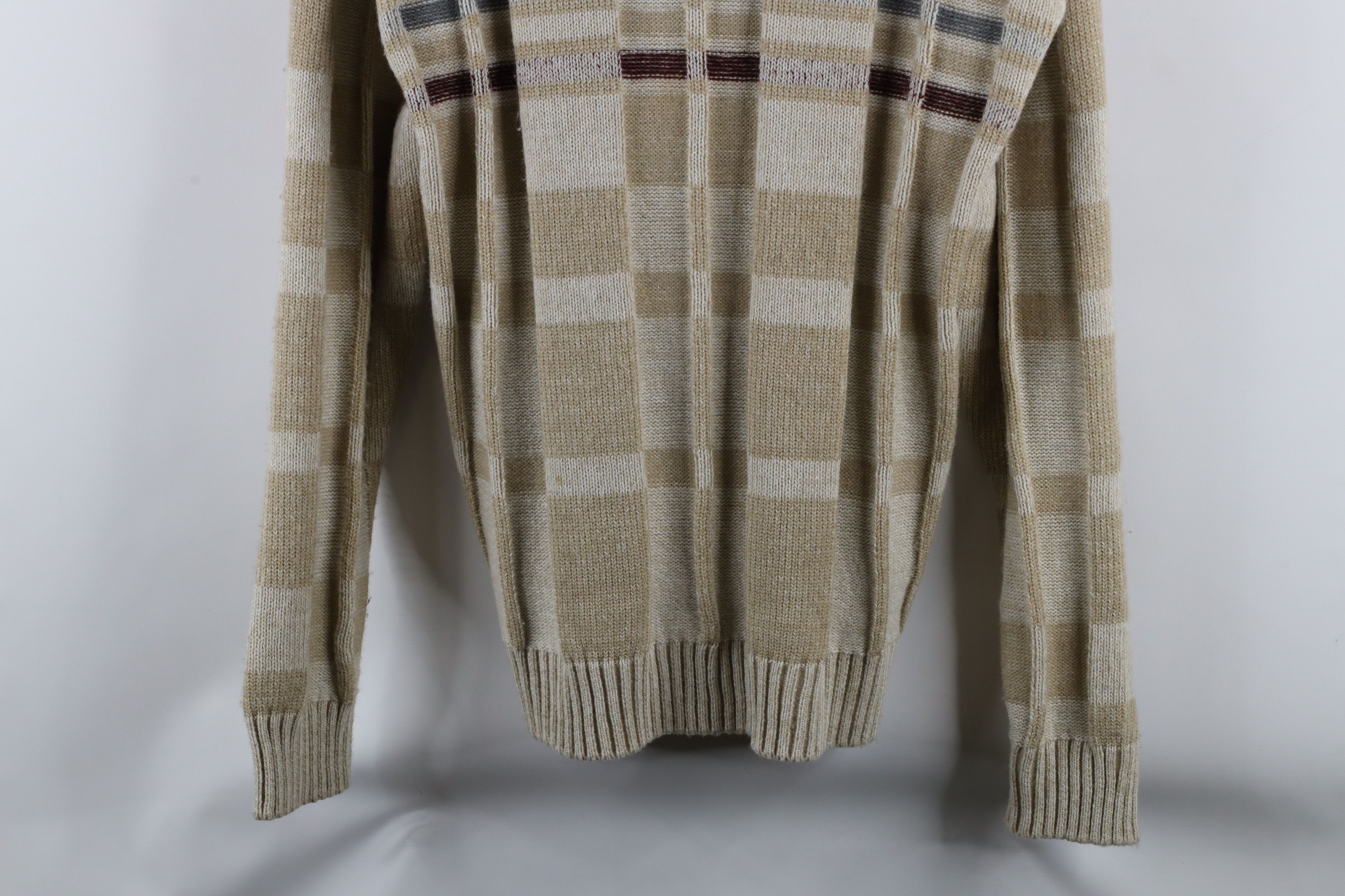 Vintage Vintage 90s Streetwear Ribbed Knit Crewneck Sweater Beige Size US XL / EU 56 / 4 - 3 Thumbnail