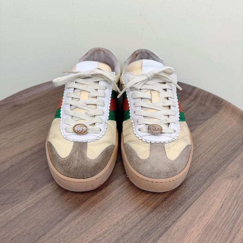Gucci Gucci G74 Web Beige Green Low-Top Sneakers -2508 Size US 9.5 / EU 42-43 - 2 Thumbnail