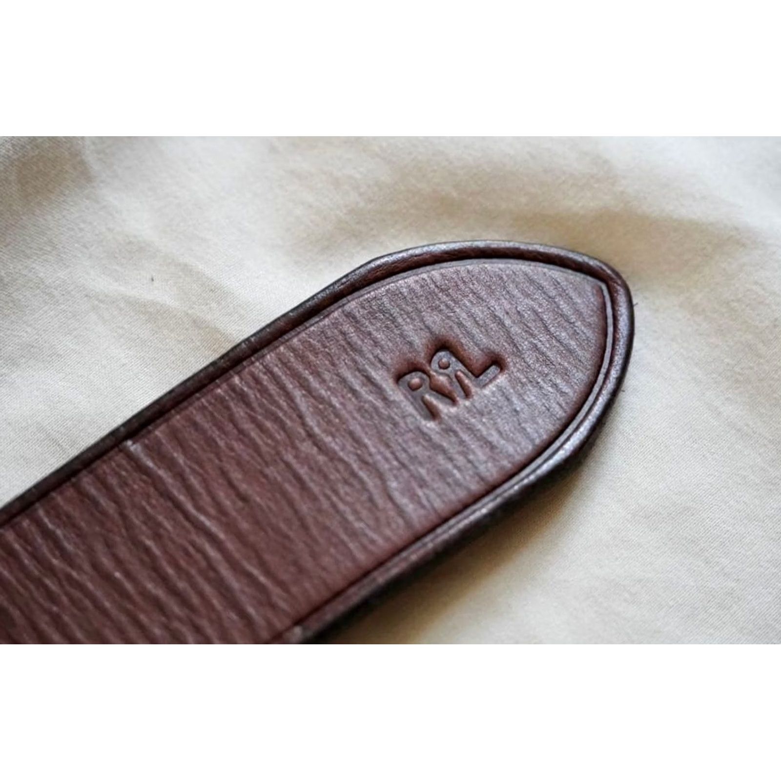 Ralph Lauren RRL RALPH LAUREN LEATHER BELT SIZE 40 BROWN THUNDERBIRD EMBOSSED USED MEN Size 40 - 6 Thumbnail