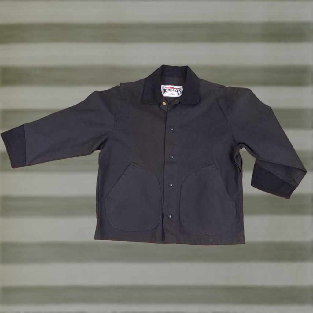 Denime VINTAGE Deuces And Jacks Black Heavy Denim Full Button Bomber Jacket L Mens 90s Motorcycle Outdoor Pockets Size US L / EU 52-54 / 3 - 1 Thumbnail