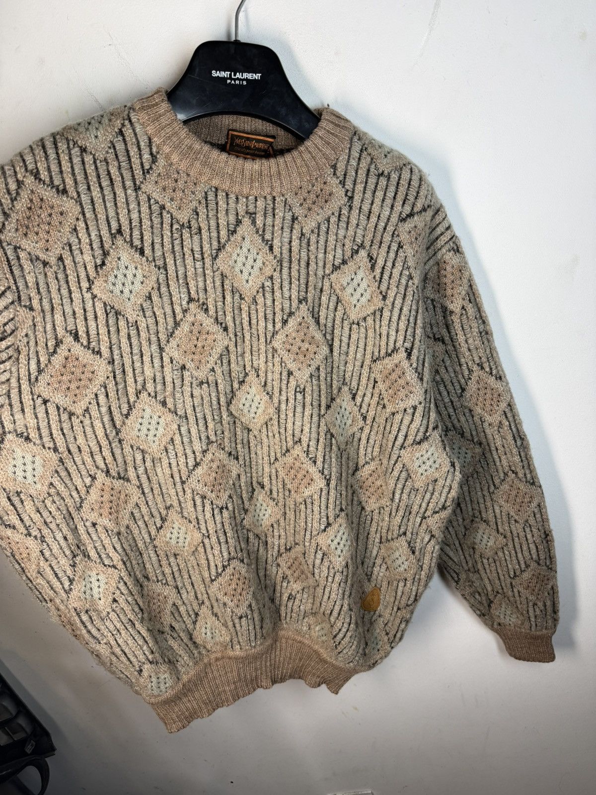 Yves Saint Laurent 90s Wool YSL Sweater Soft Beige Vintage Yves Saint Laurent Size US L / EU 52-54 / 3 - 14 Thumbnail