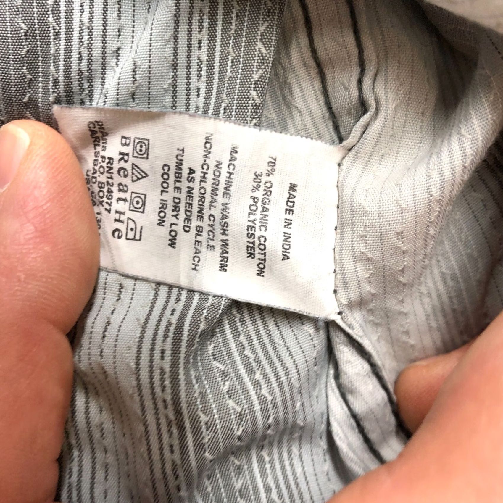 Prana PrAna Mens Shirt L Button Stripe Short Sleeve Outdoor Cotton Blend Gray Size US L / EU 52-54 / 3 - 5 Thumbnail
