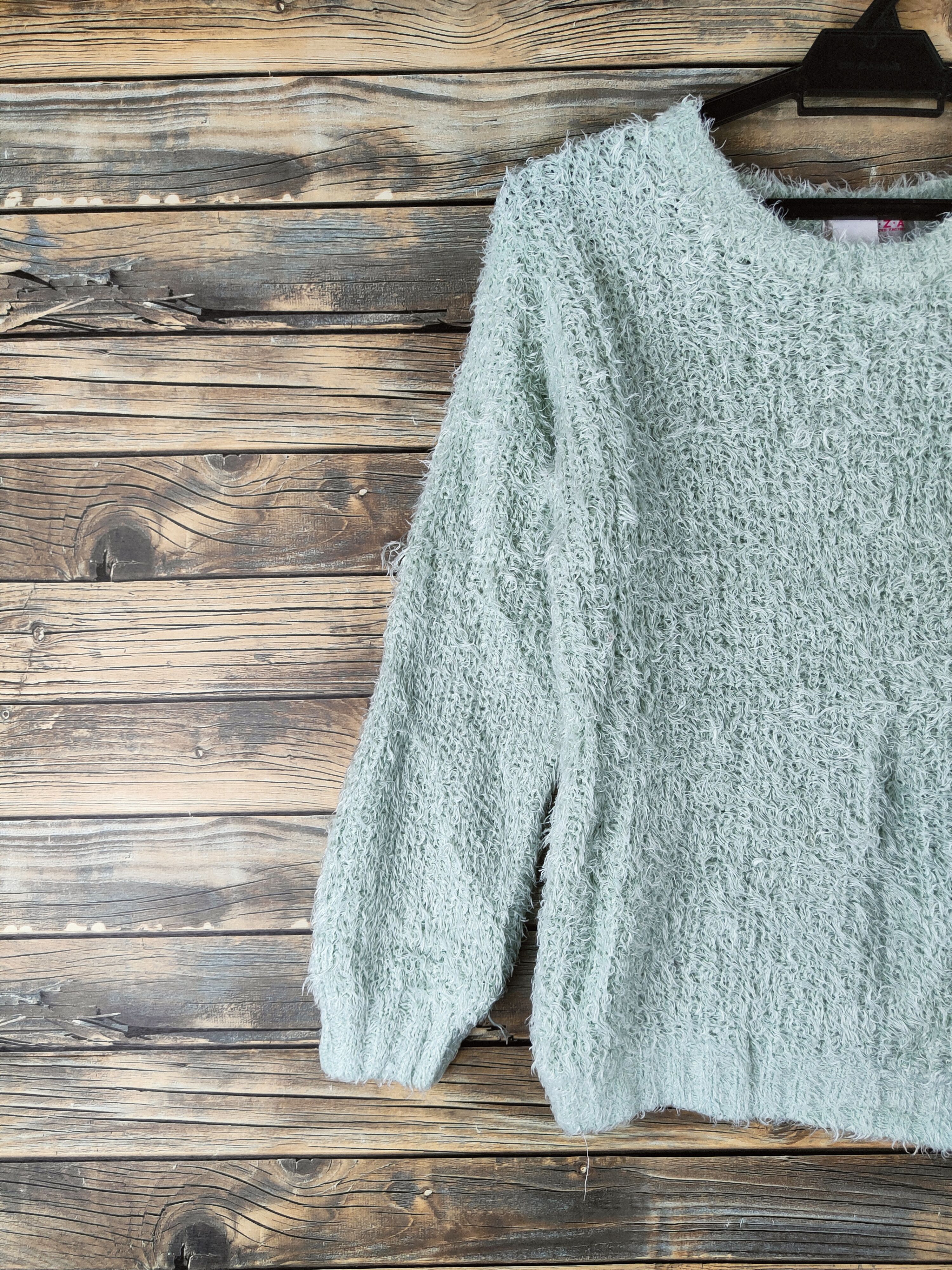 Japanese Brand C.o.l.z.a Green Fur Mohair Knitwear #46-498 Size M / US 6-8 / IT 42-44 - 3 Thumbnail
