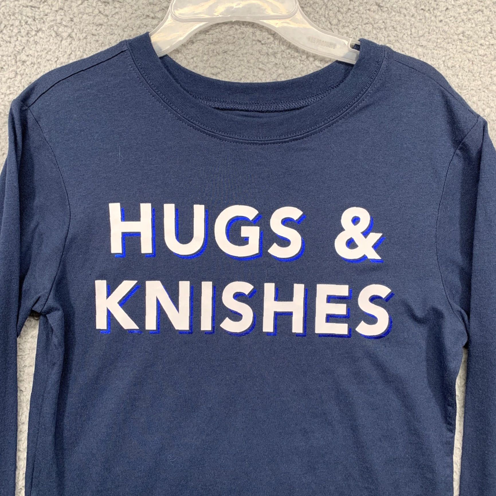 Vintage Zoe + Liv T-Shirt XS Long Sleeve Navy Blue White Hugs & Knishes NWT Womens Casual Knit Cotton Blend Size XS / US 0-2 / IT 36-38 - 2 Thumbnail