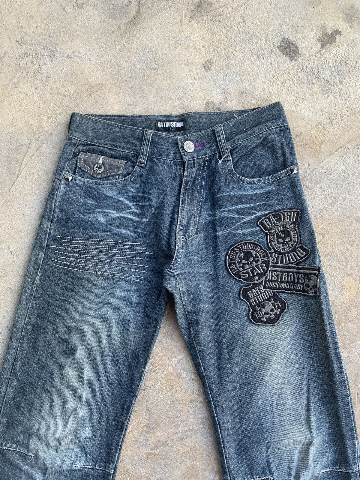 If Six Was Nine × Japanese Brand Batsu Studio Skull Distressed Denim Size US 28 / EU 44 - 3 Thumbnail
