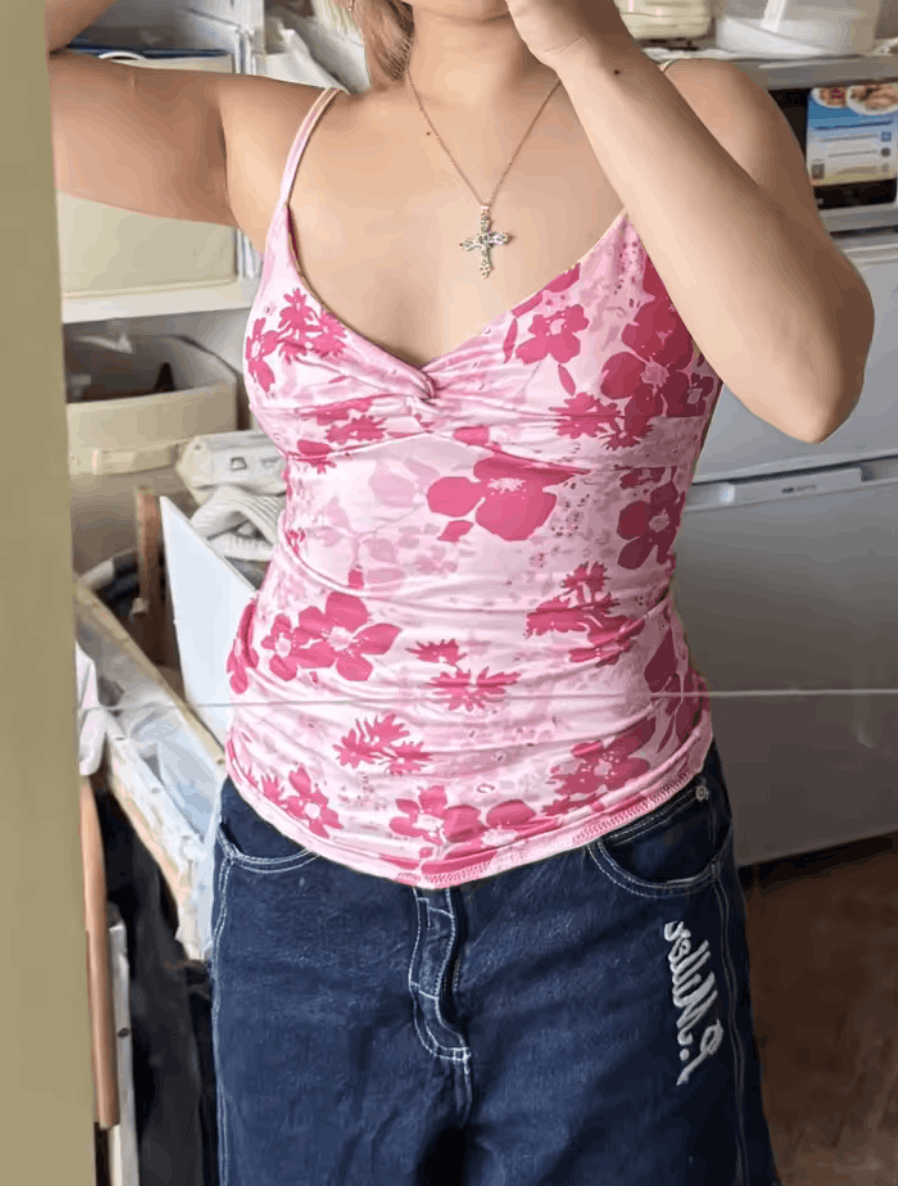 Other Pink Floral Cami Top Size S / US 4 / IT 40 - 2 Thumbnail