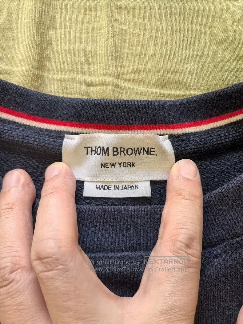 Thom Browne Thom Browne Navy Blue Four-Striped Sweatshirt Size US L / EU 52-54 / 3 - 3 Thumbnail